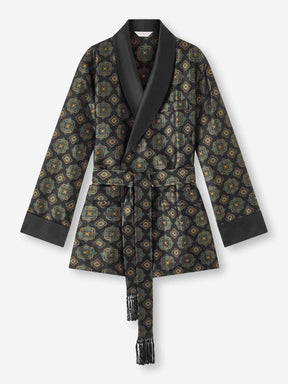 Men's Smoking Jacket Verona 69 Silk Jacquard Black