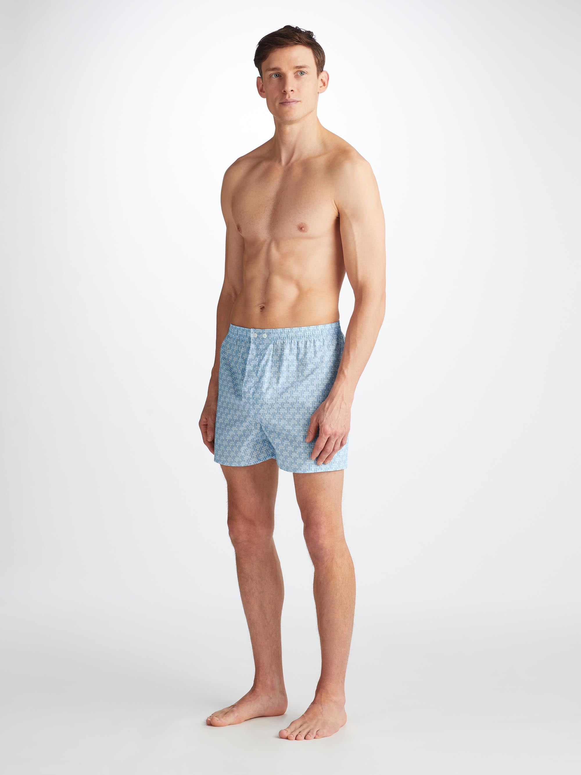 Men's Classic Fit Boxers Ledbury 72 Cotton Batiste Blue