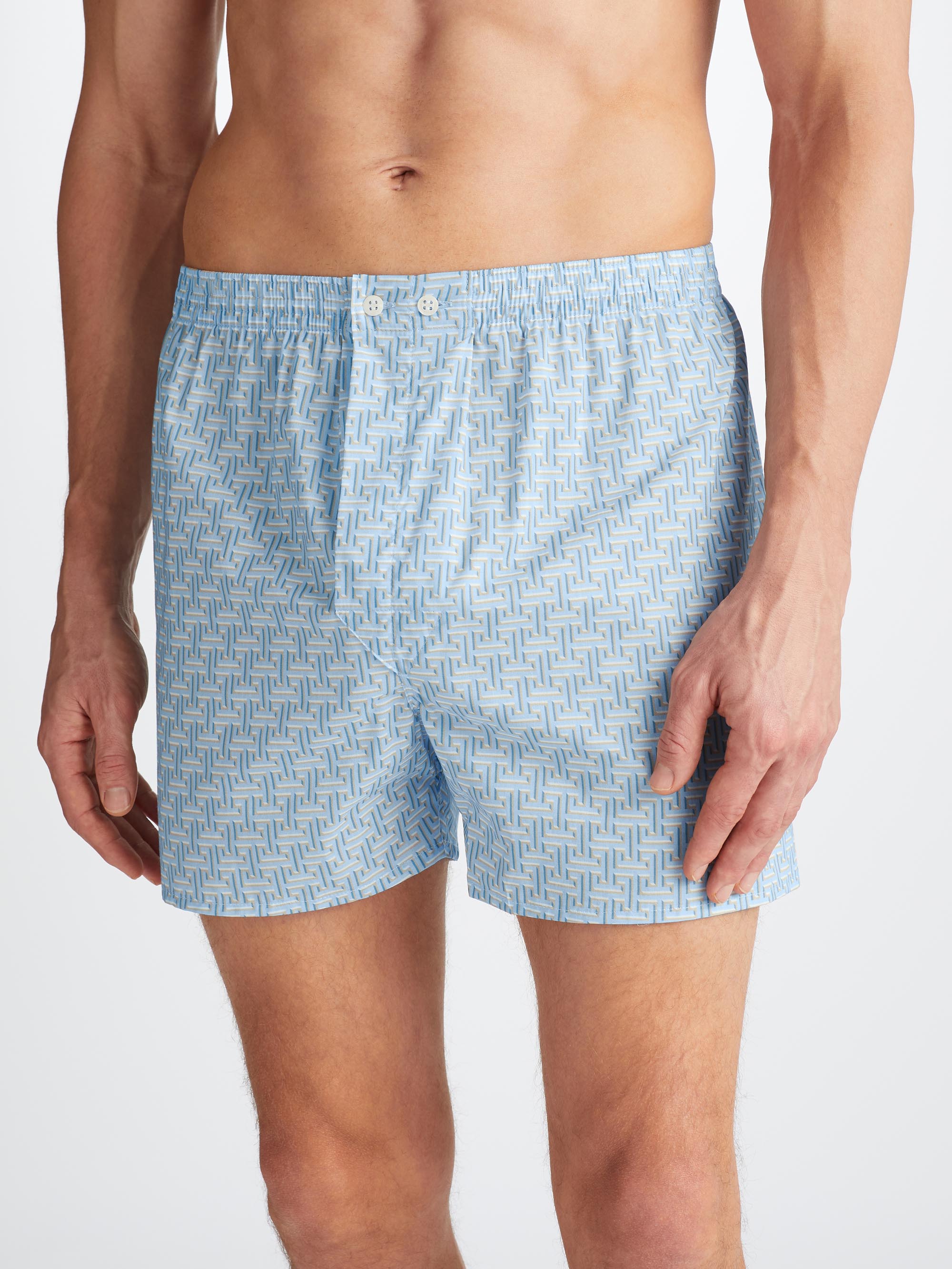 Men's Classic Fit Boxers Ledbury 72 Cotton Batiste Blue