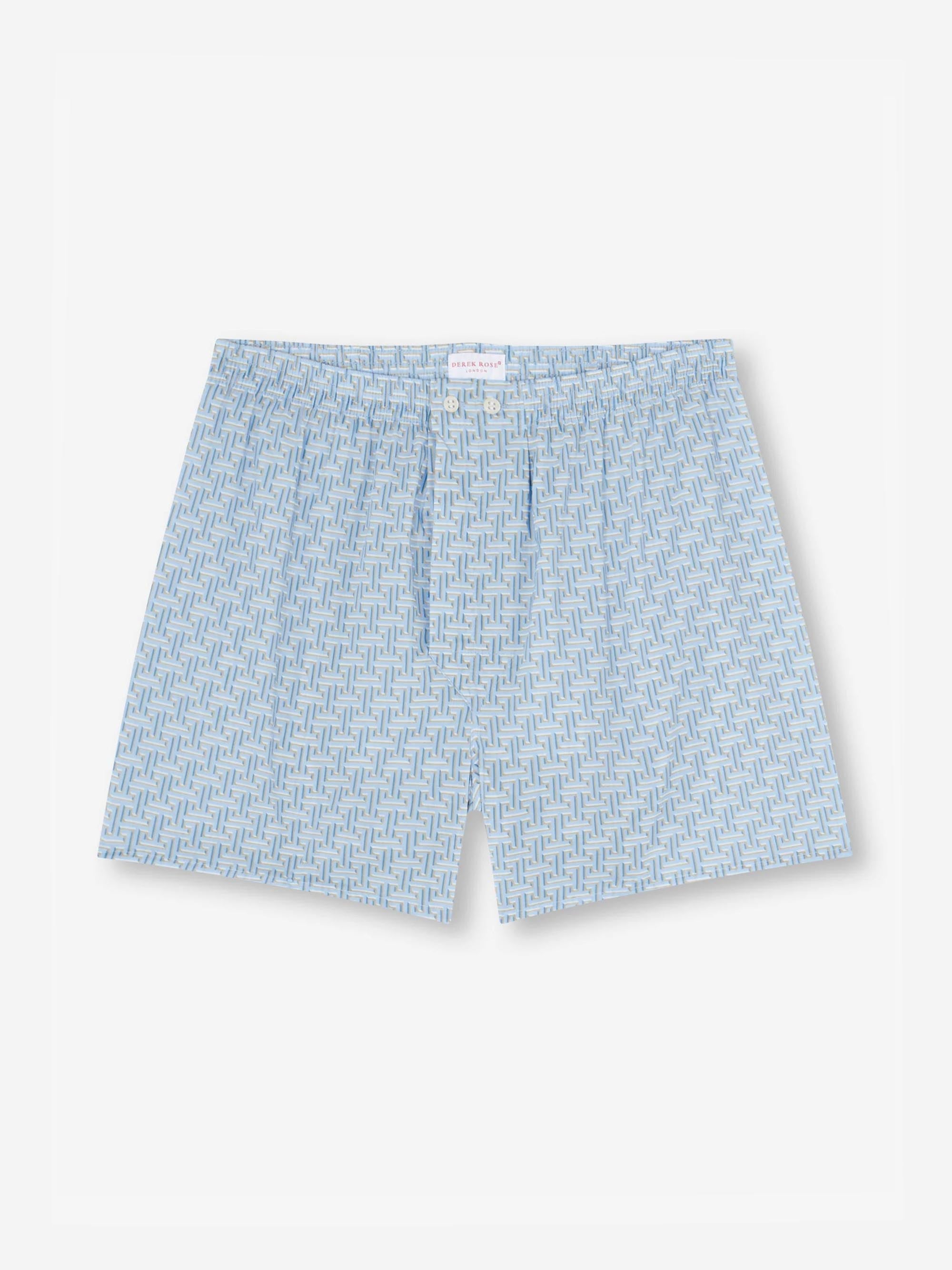 Men's Classic Fit Boxers Ledbury 72 Cotton Batiste Blue