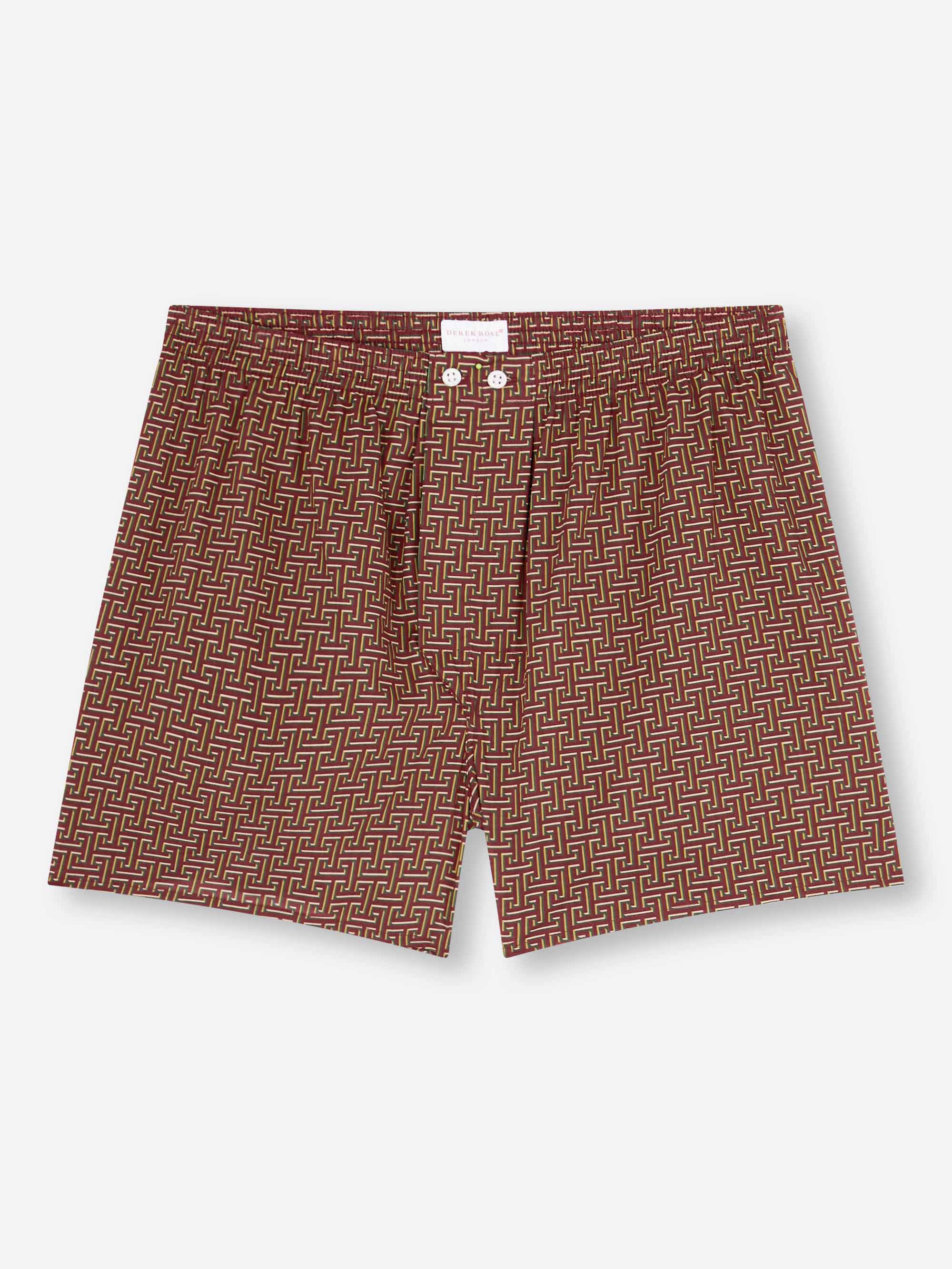 Men's Classic Fit Boxers Ledbury 72 Cotton Batiste Burgundy