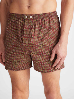 Men's Classic Fit Boxers Ledbury 72 Cotton Batiste Burgundy