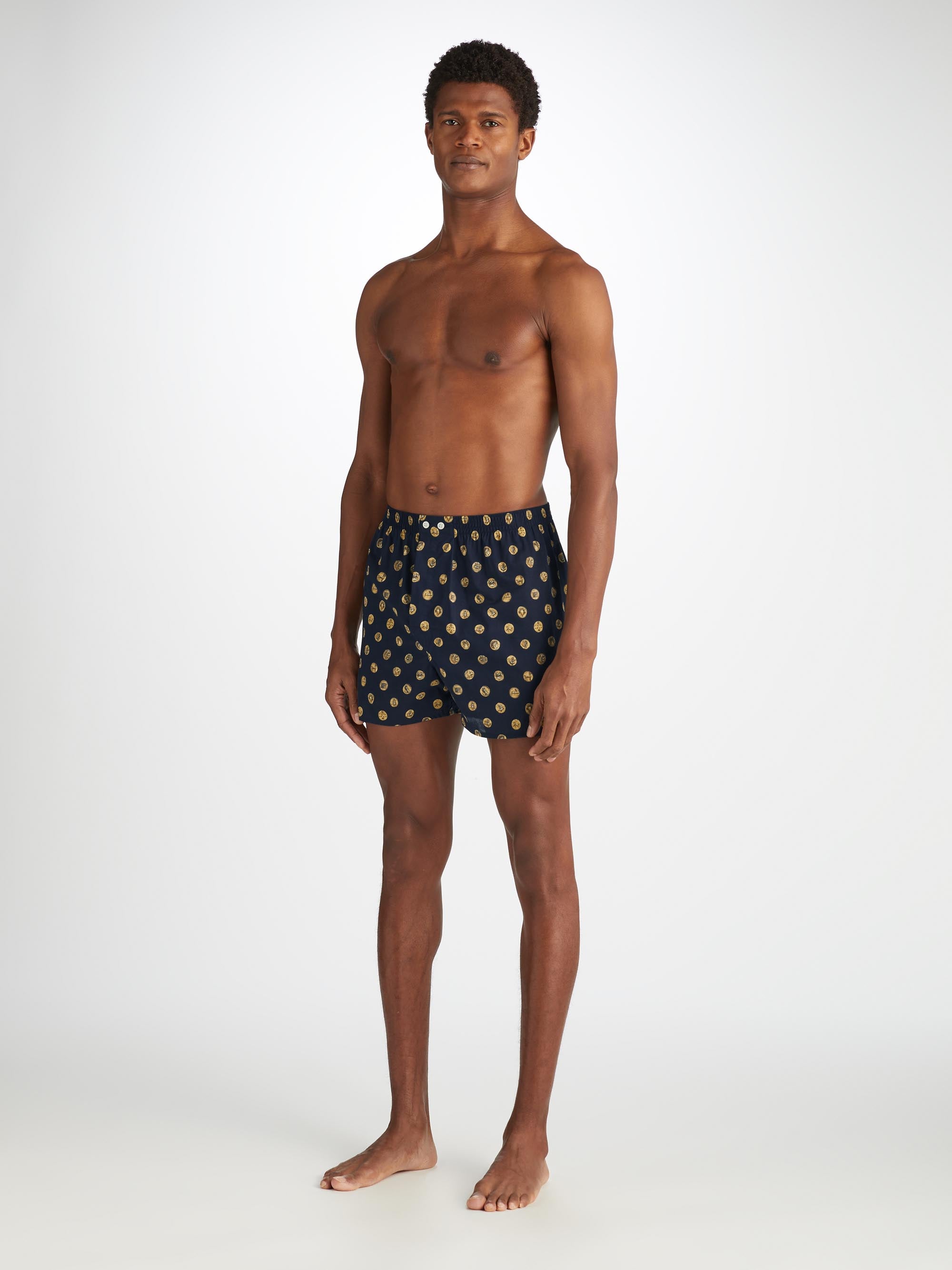 Men's Classic Fit Boxers Ledbury 78 Cotton Batiste Navy