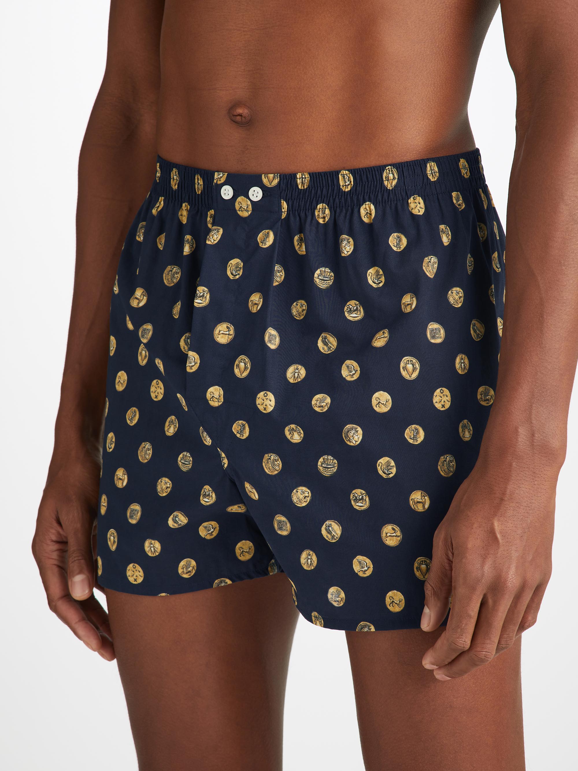 Men's Classic Fit Boxers Ledbury 78 Cotton Batiste Navy