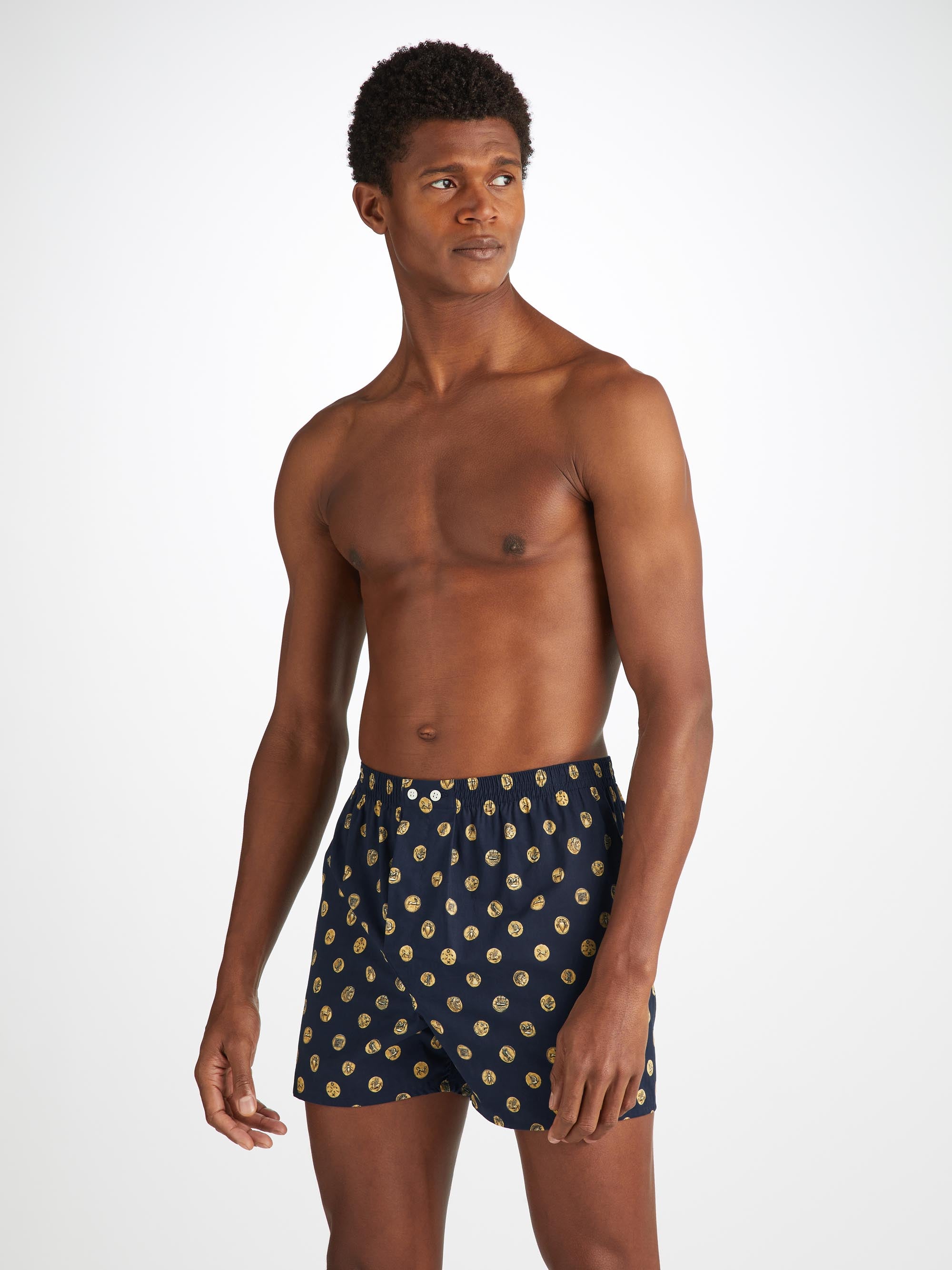 Men's Classic Fit Boxers Ledbury 78 Cotton Batiste Navy