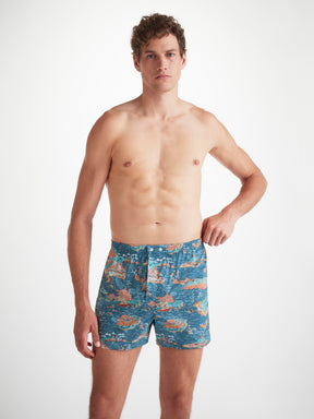 Men's Classic Fit Boxers Cotton Batiste Multi Fisherman's Scenic Print 