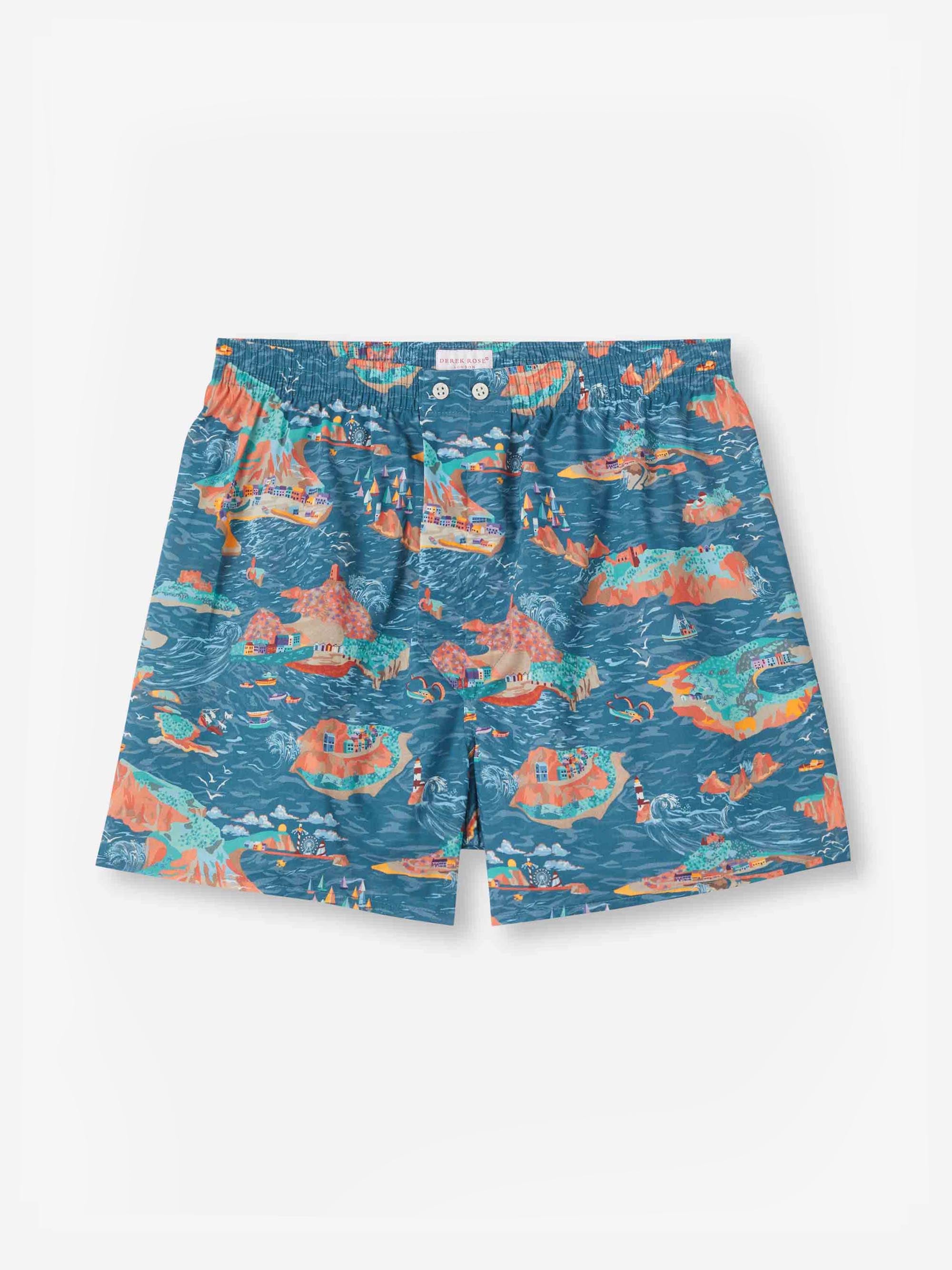 Men's Classic Fit Boxers Cotton Batiste Multi Fisherman Print