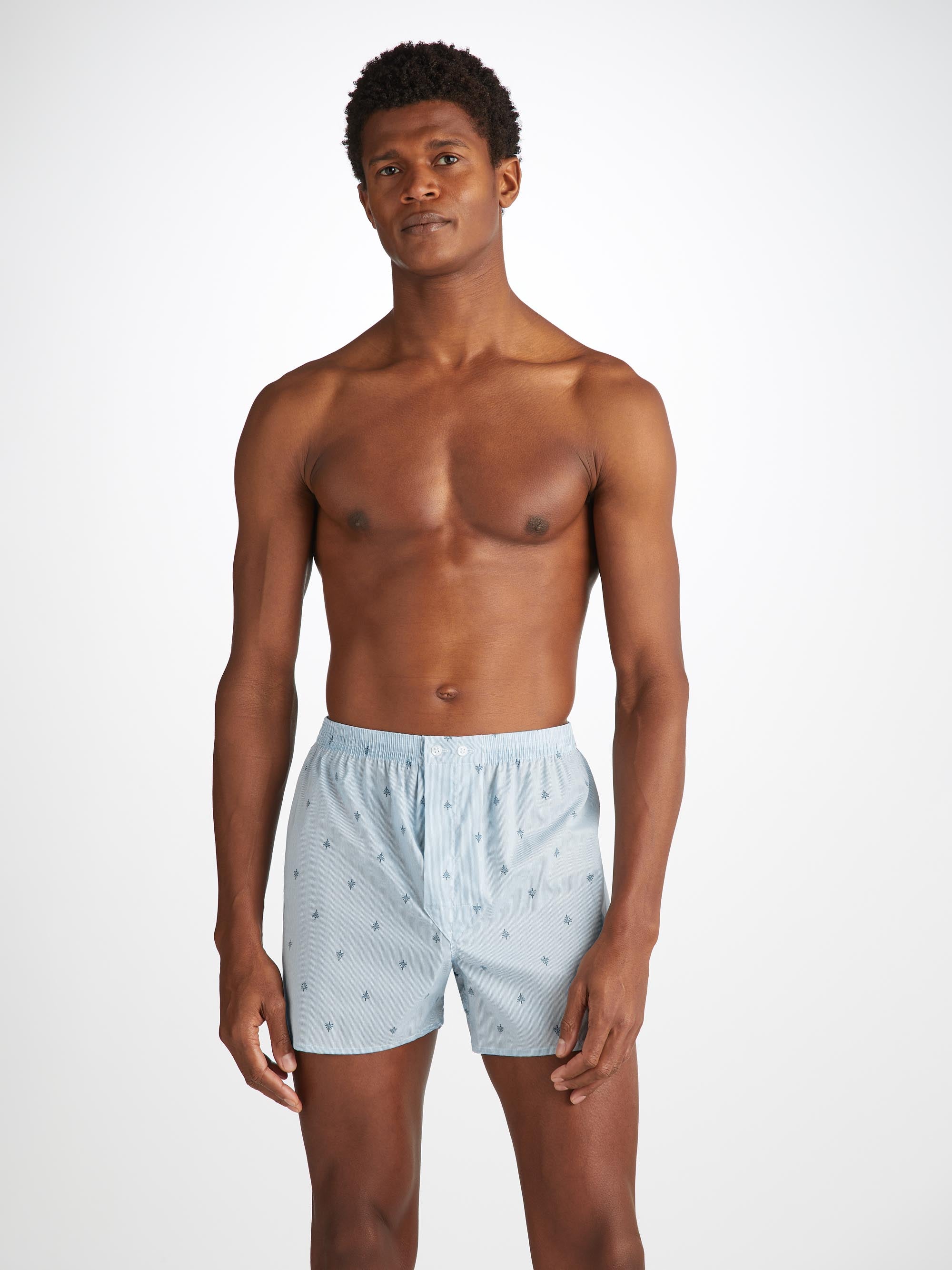 Men's Classic Fit Boxers Nelson 100 Cotton Batiste Blue