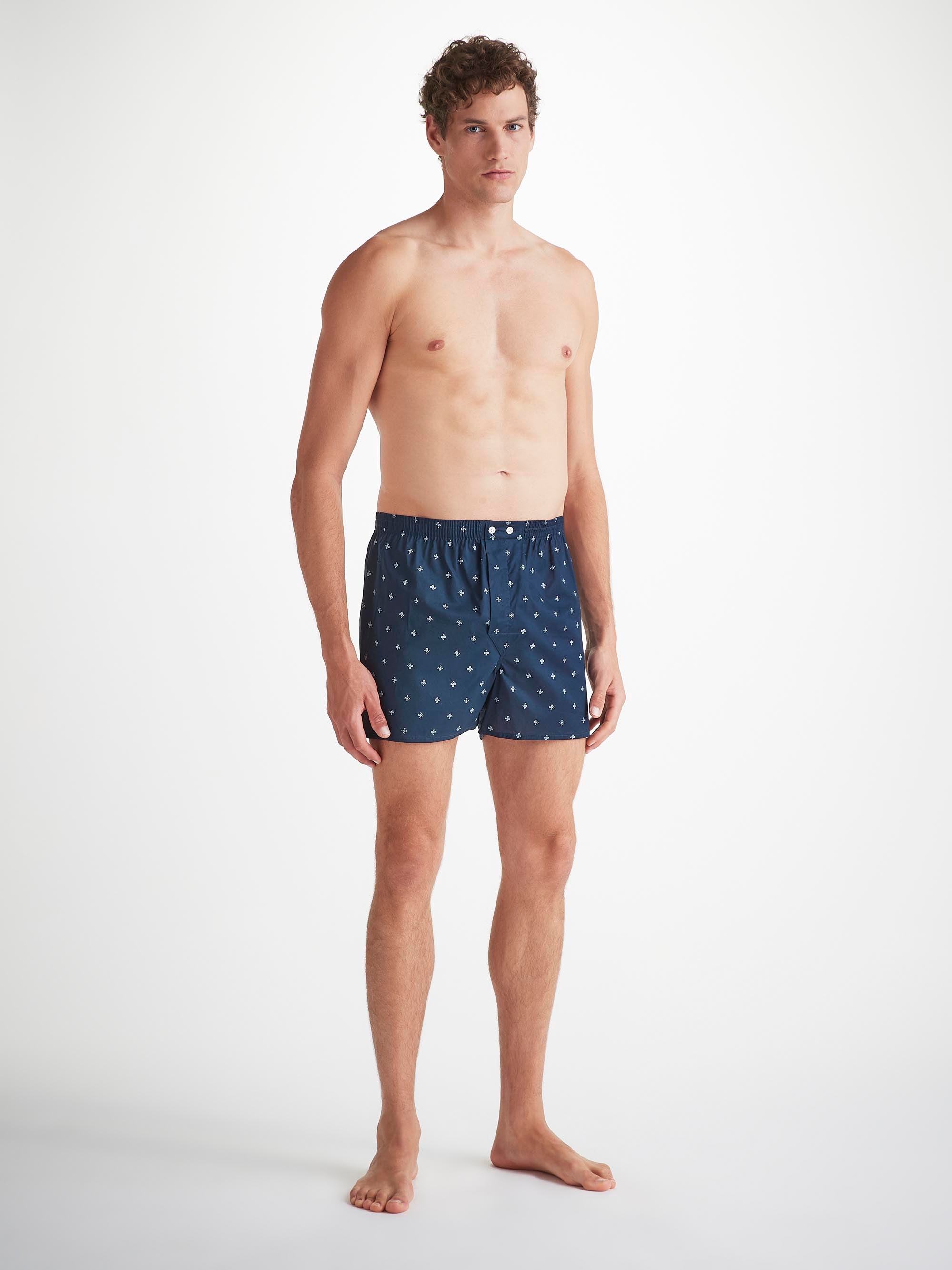 Men's Classic Fit Boxers Cotton Batiste Navy Sailor's Knot Print