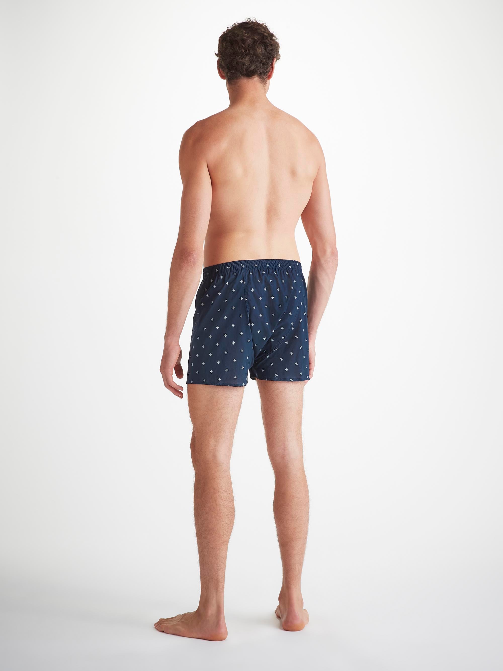 Men's Classic Fit Boxers Cotton Batiste Navy Sailor's Knot Print