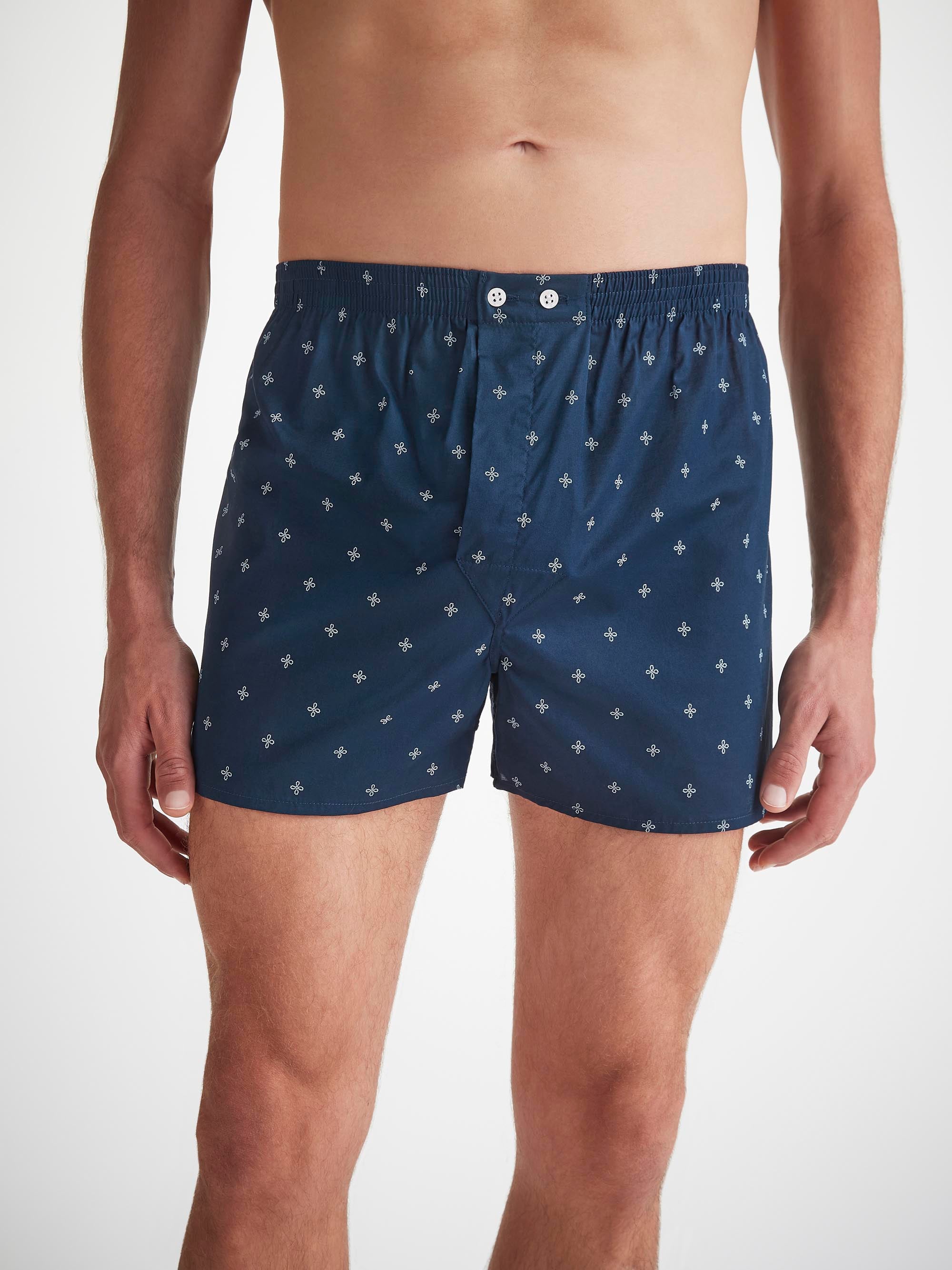 Men's Classic Fit Boxers Cotton Batiste Navy Sailor's Knot Print