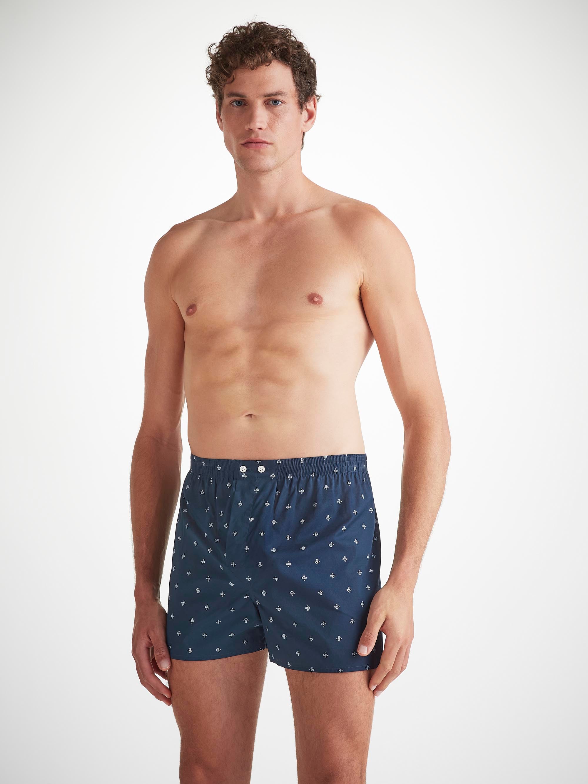 Men's Classic Fit Boxers Cotton Batiste Navy Sailor's Knot Print