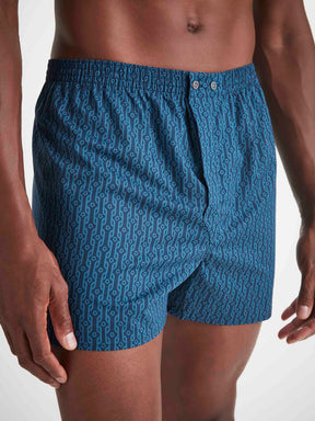 Men's Classic Fit Boxers Cotton Batiste Navy Rope Print