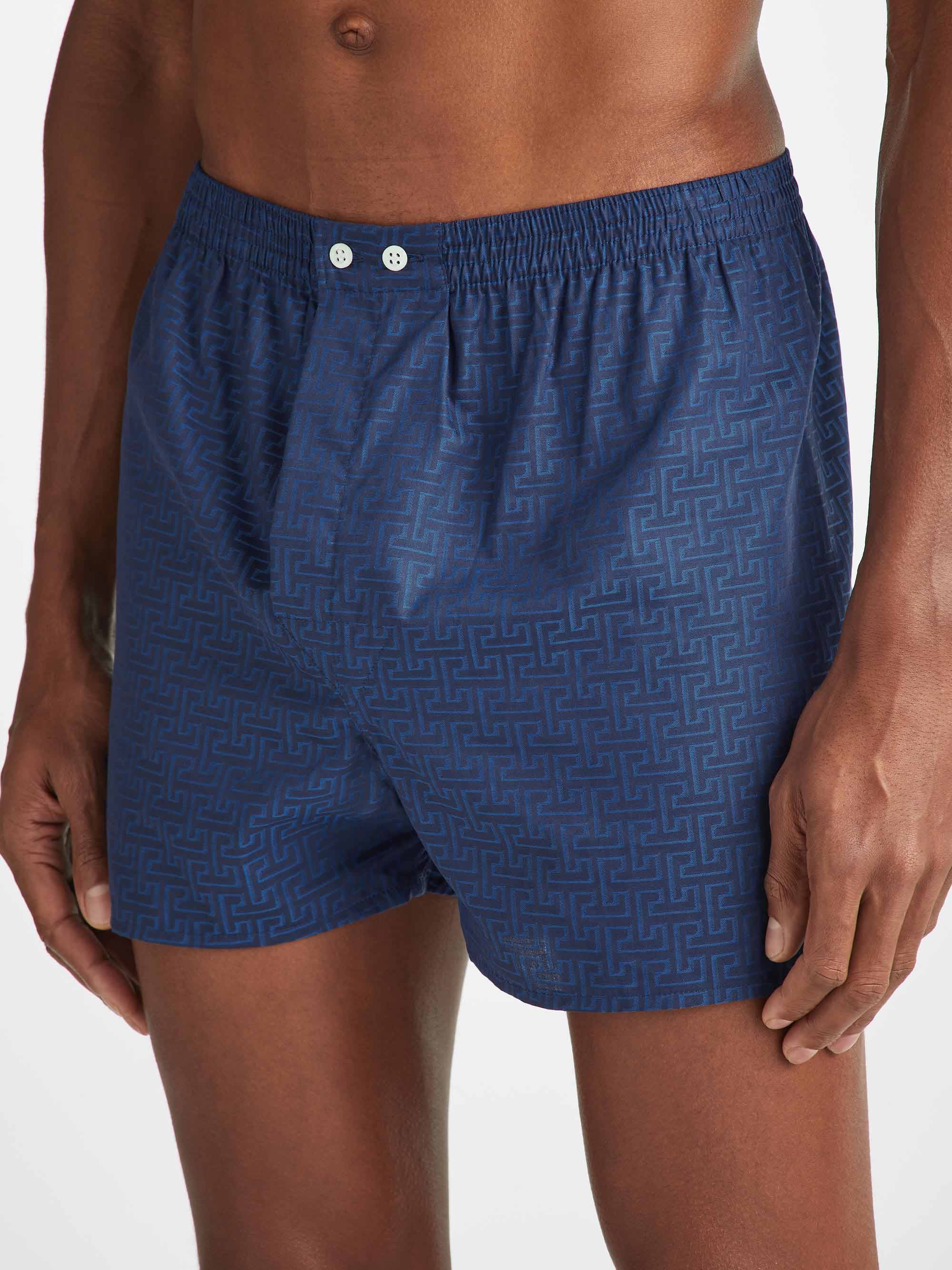 Men's Classic Fit Boxers Paris 27 Cotton Jacquard Navy