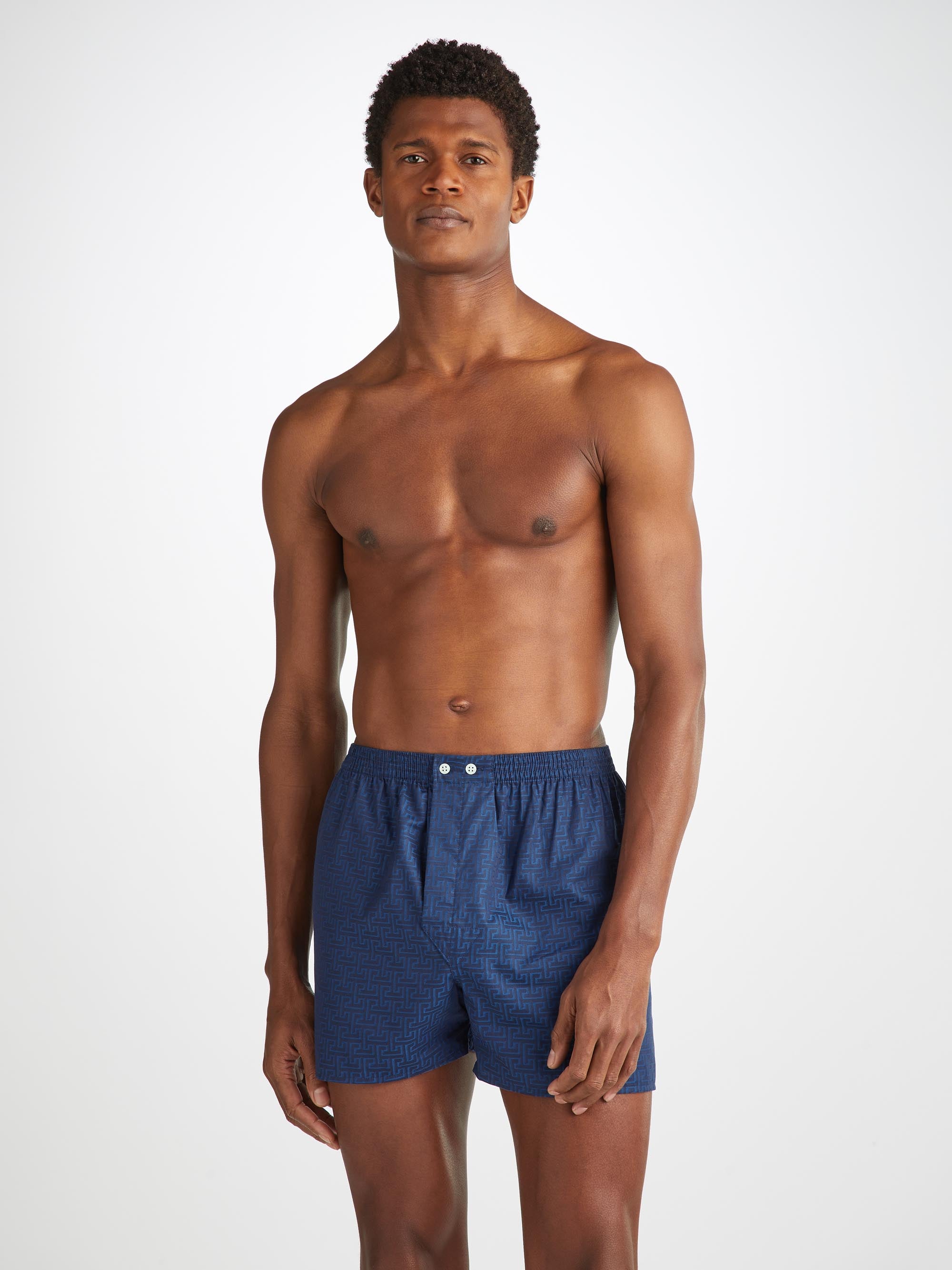 Men's Classic Fit Boxers Paris 27 Cotton Jacquard Navy