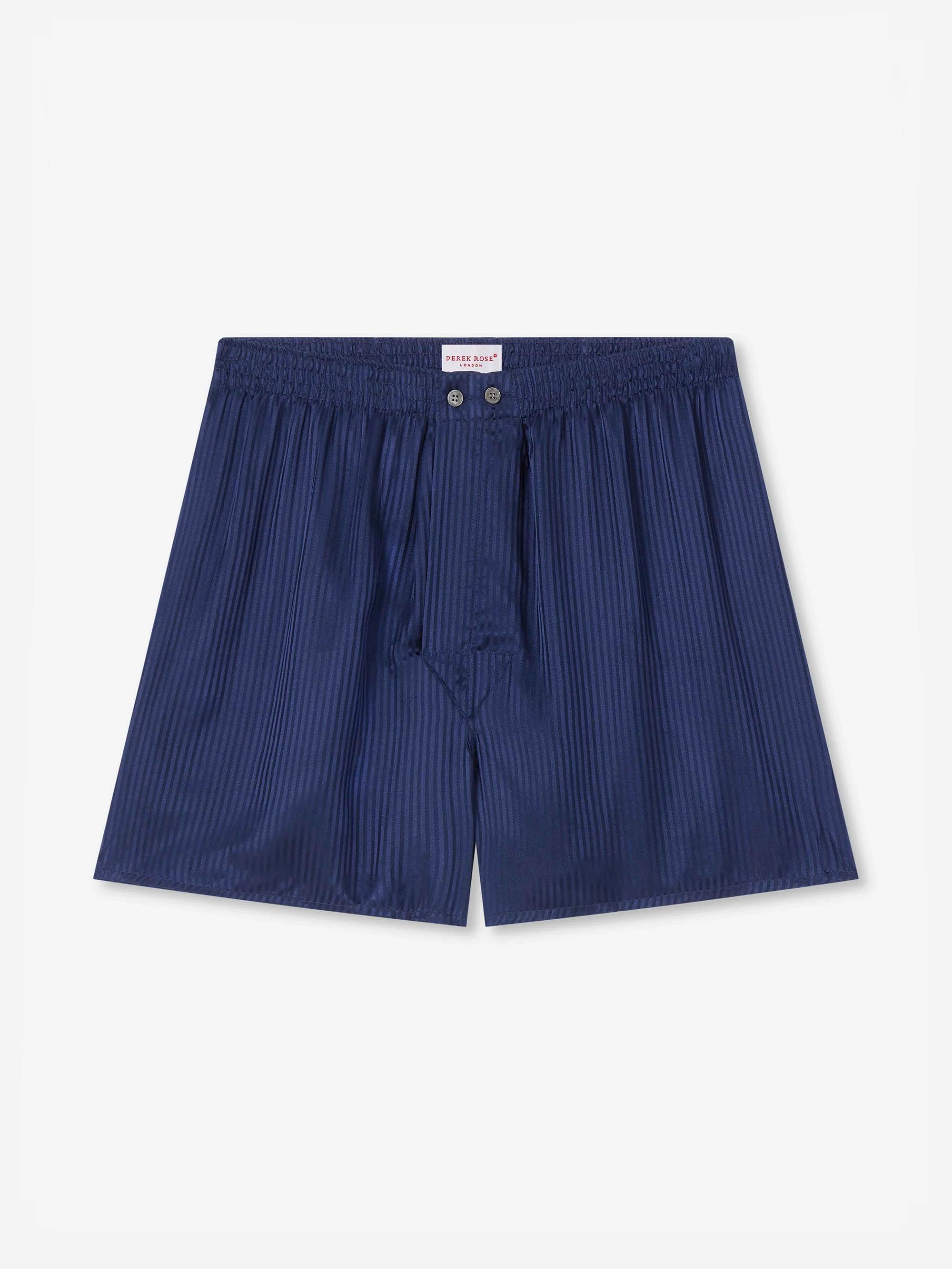 Men's Classic Fit Boxers Woburn Silk Satin Navy