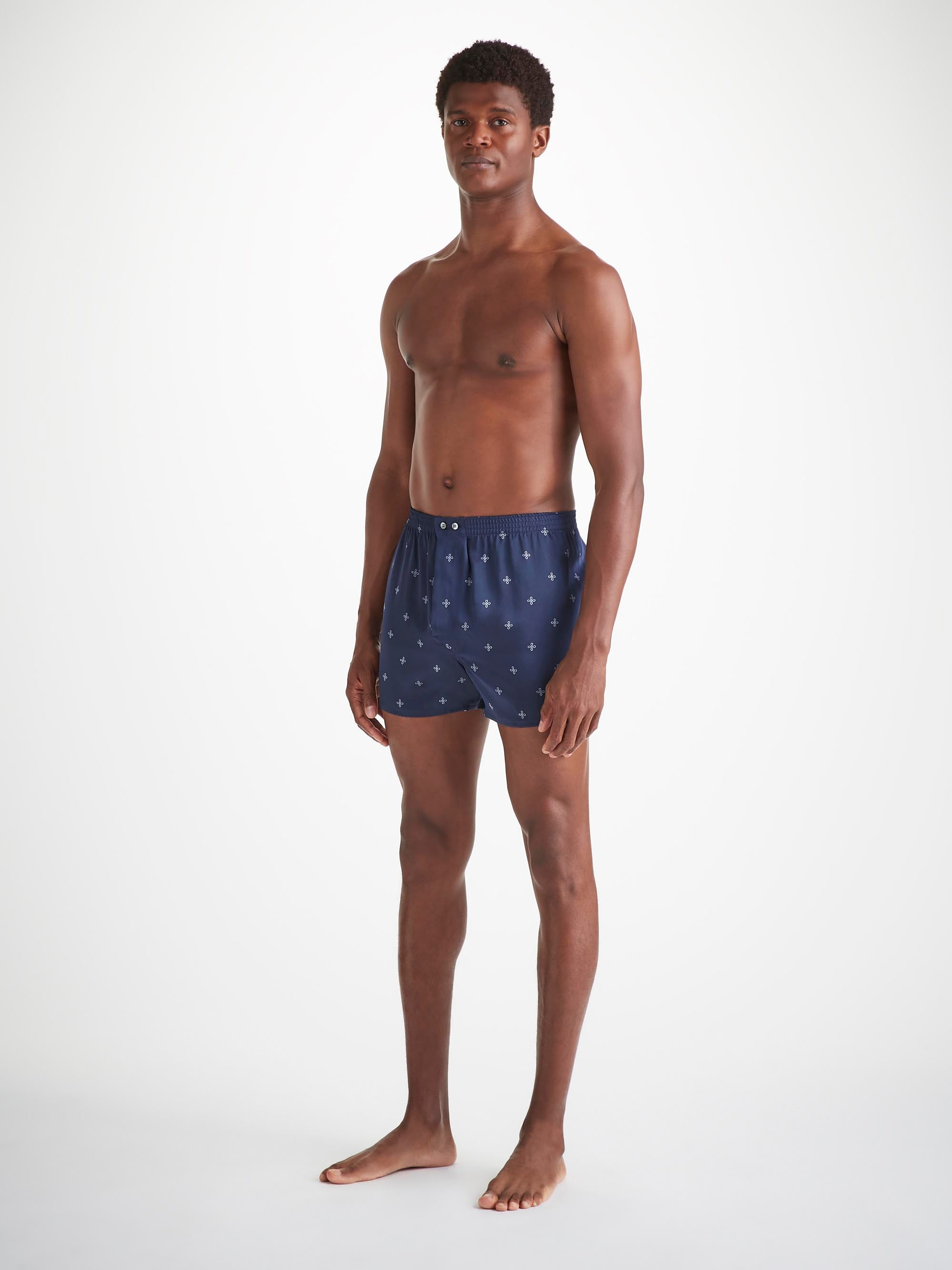 Men's Classic Fit Boxers Brindisi 112 Silk Satin Navy