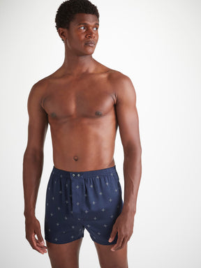 Men's Classic Fit Boxers Brindisi 112 Silk Satin Navy