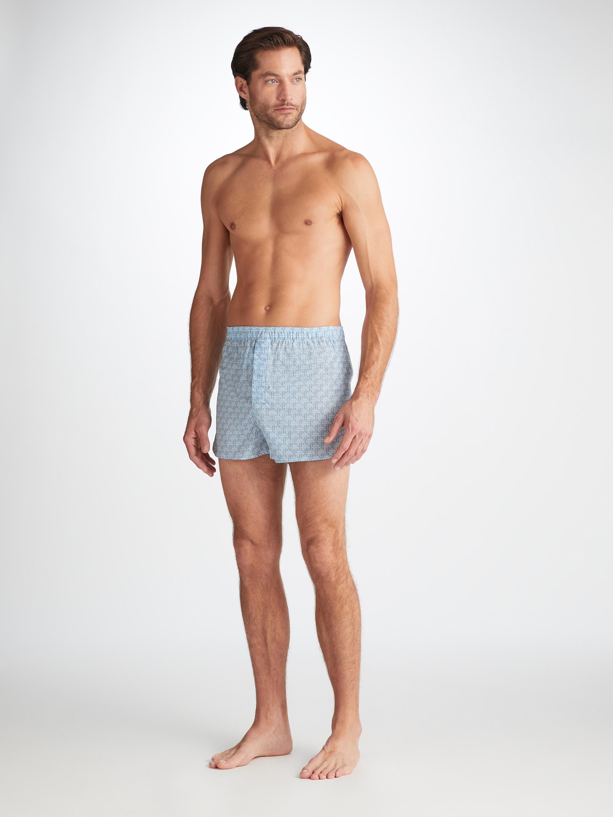 Men's Modern Fit Boxers Ledbury 72 Cotton Batiste Blue