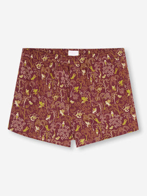 Men's Modern Fit Boxers Ledbury 74 Cotton Batiste Burgundy