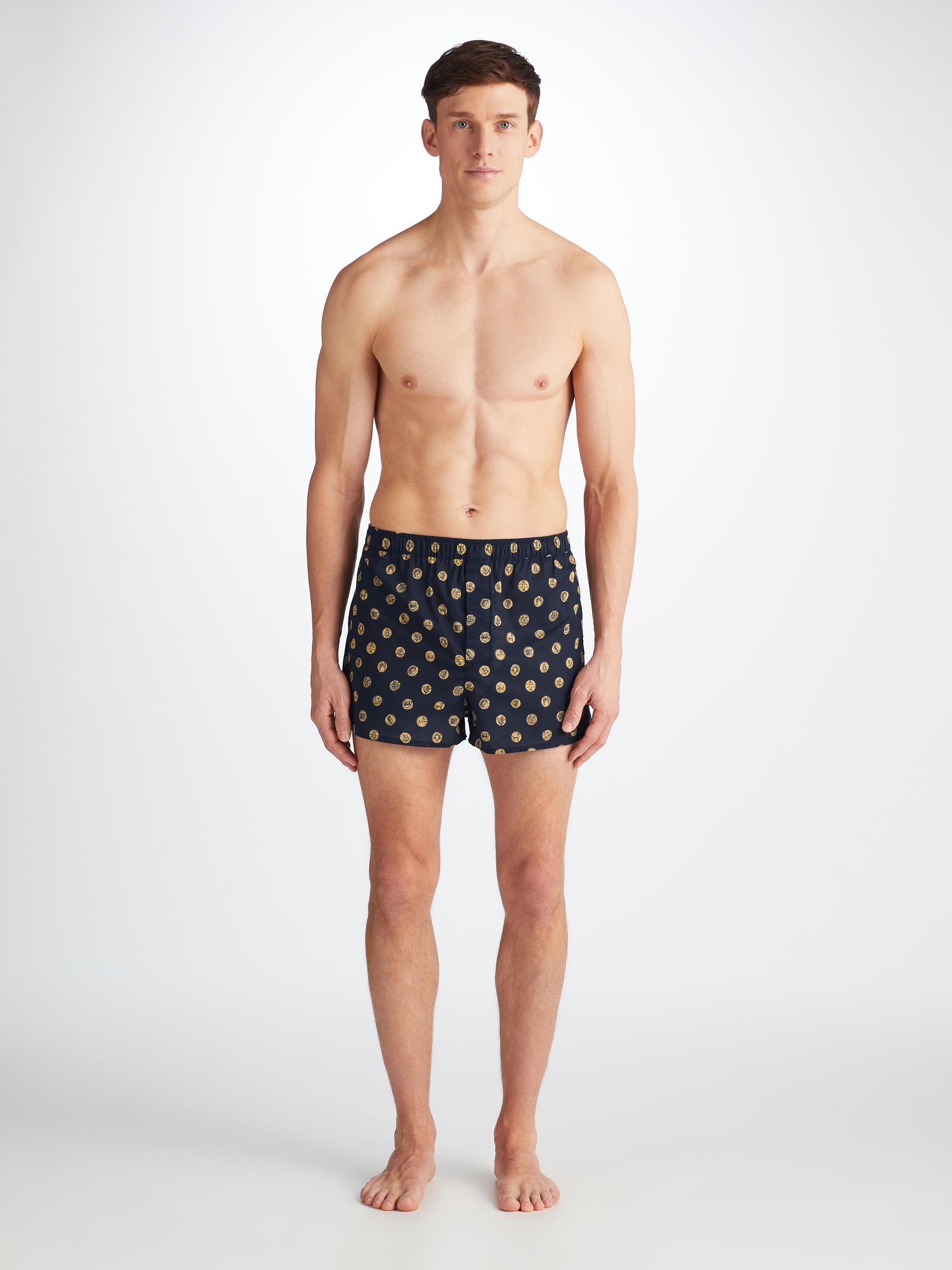 Men's Modern Fit Boxers Ledbury 78 Cotton Batiste Navy