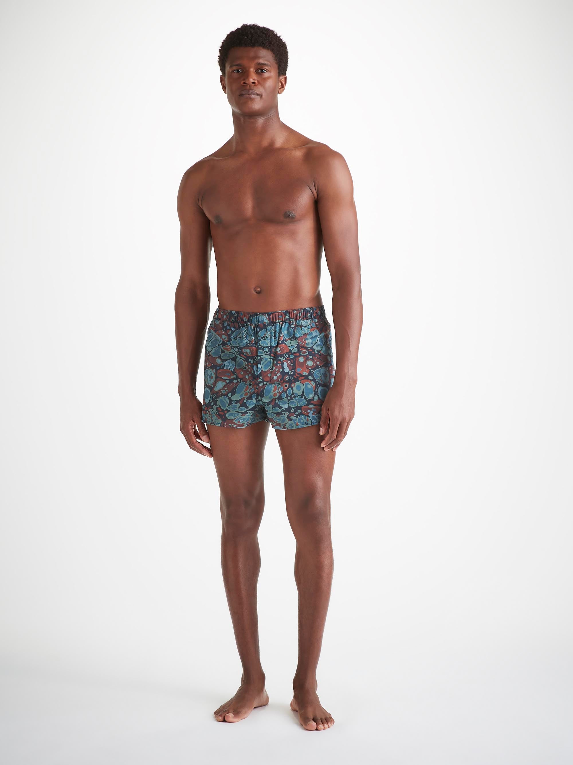 Men's Modern Fit Boxers Cotton Batiste Multi Marble Print