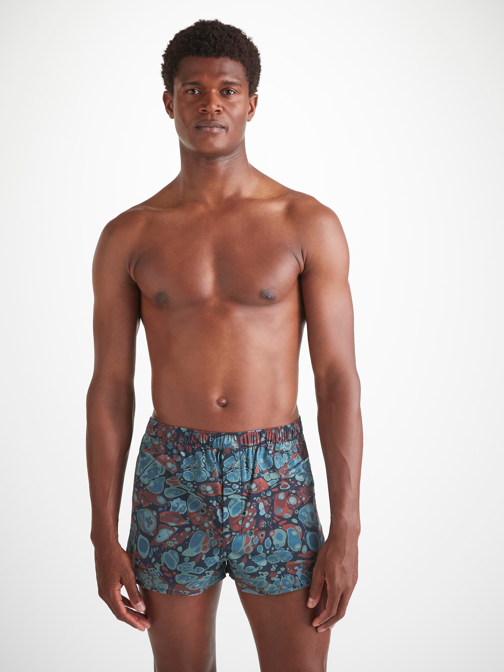 Men's Modern Fit Boxers Cotton Batiste Multi Marble Print