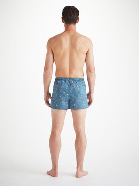 Men's Modern Fit Boxers Cotton Batiste Blue Sea Friends Print