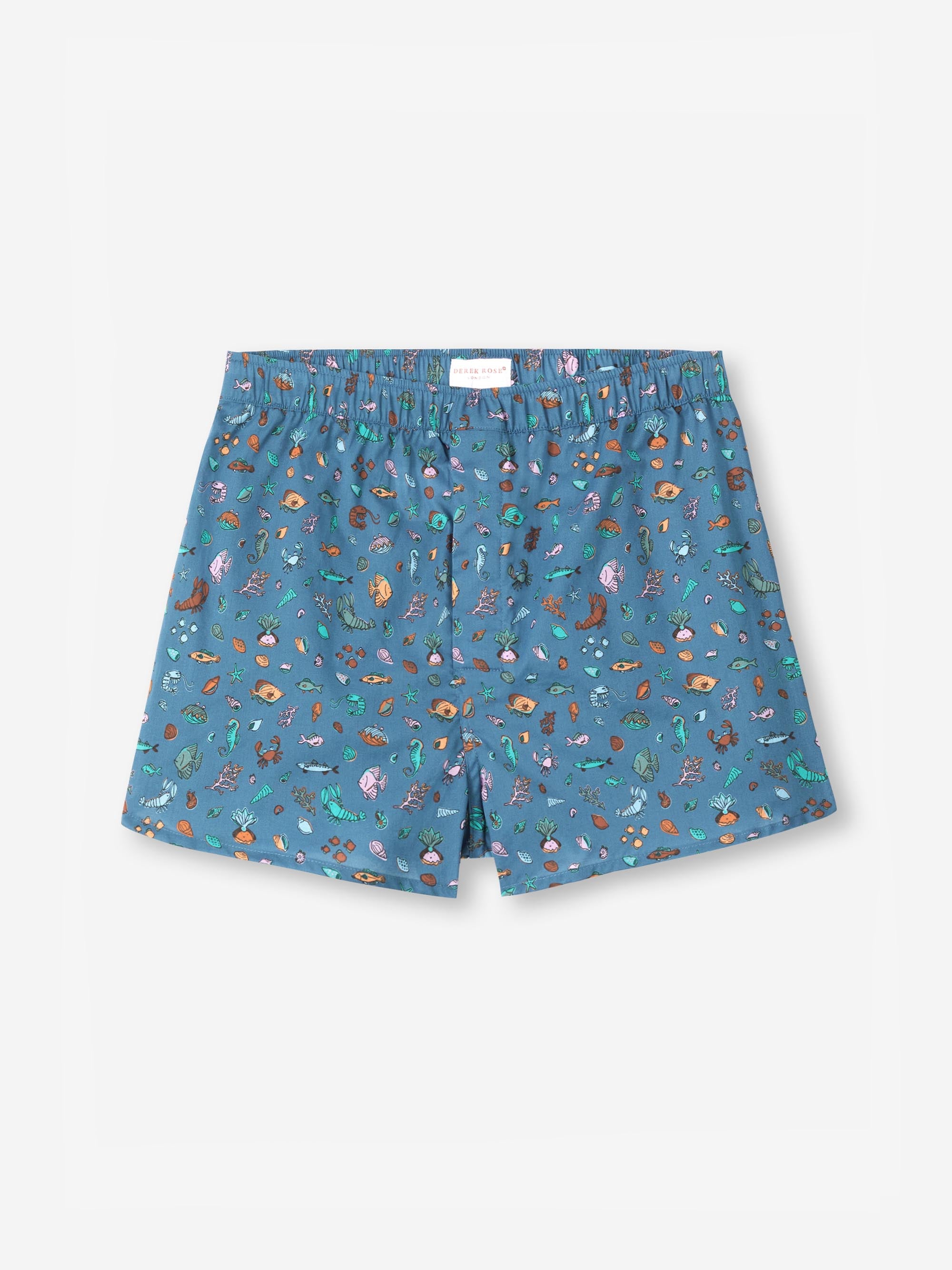 Men's Modern Fit Boxers Cotton Batiste Blue Sea Friends Print