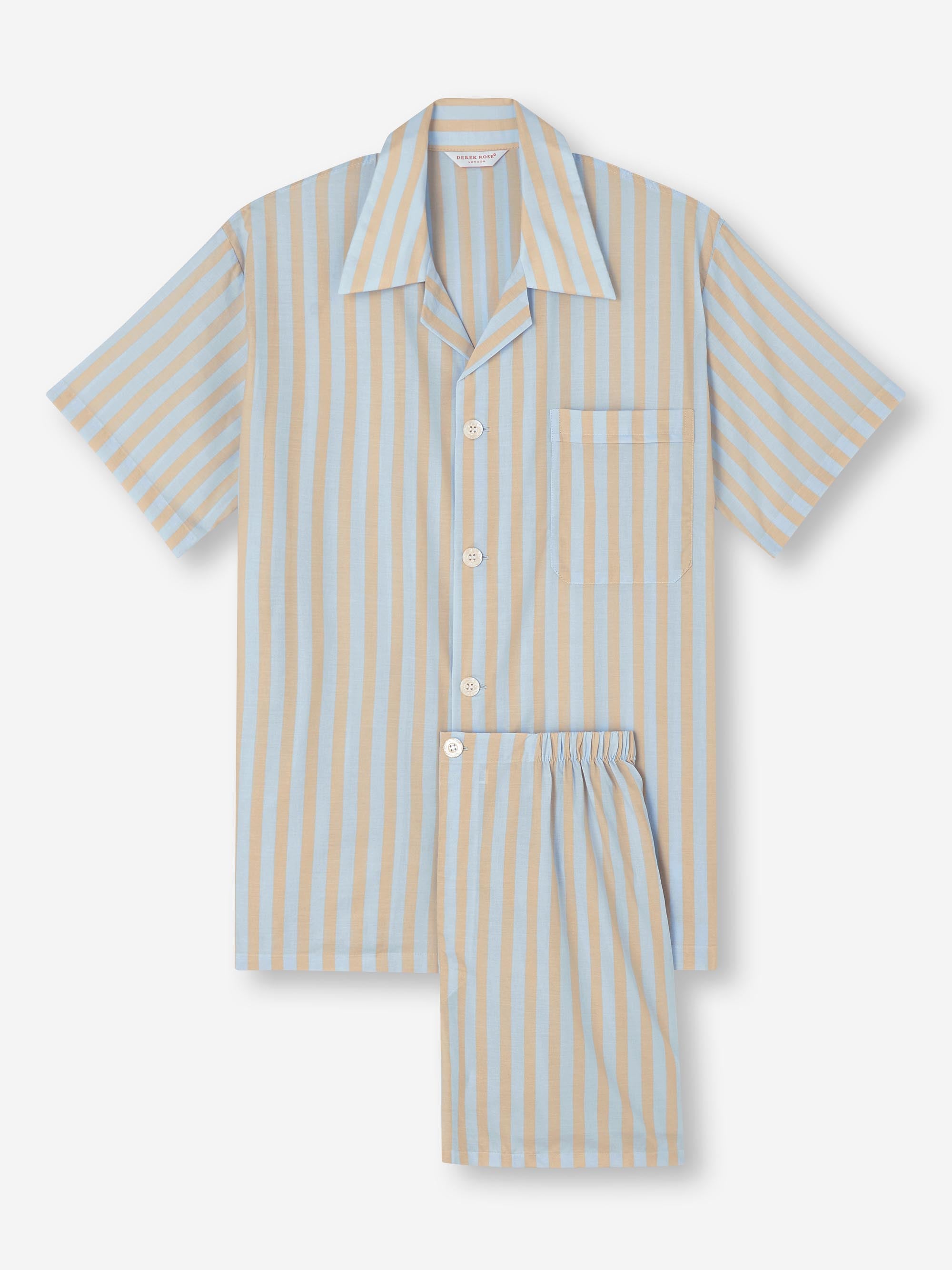 Men's Short Pajamas Amalfi 20 Cotton Batiste Blue