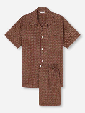 Men's Short Pajamas Ledbury 72 Cotton Batiste Burgundy