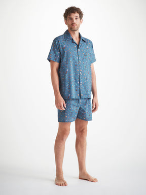 Men's Short Pajamas Cotton Batiste Blue Sea Friends Print