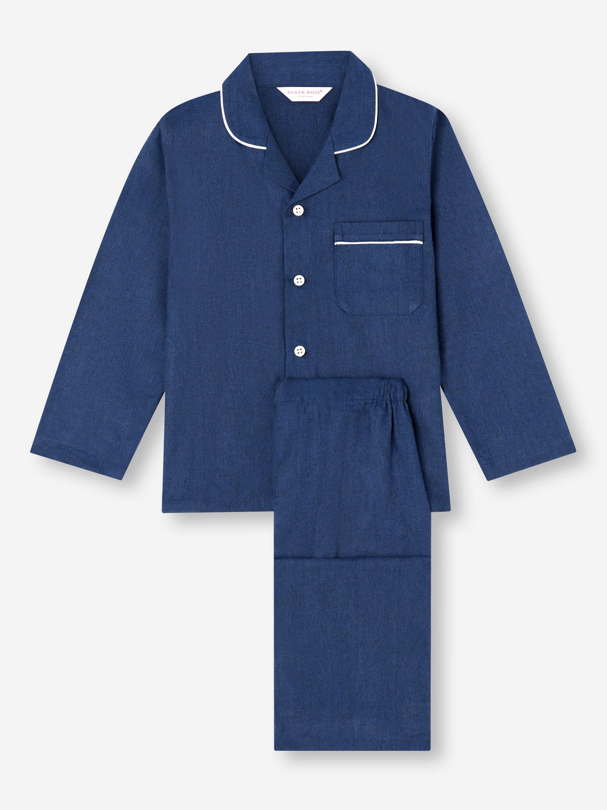 Kids' Pyjamas Balmoral 3 Brushed Cotton Navy