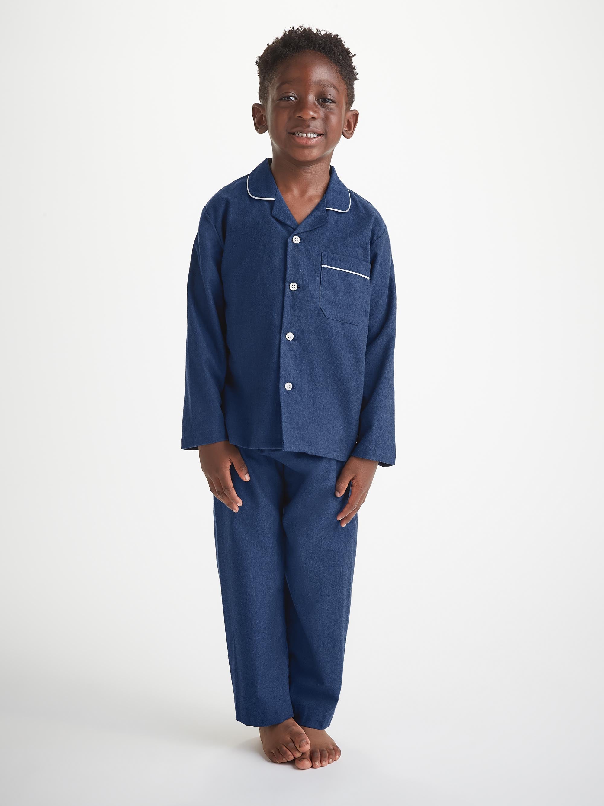 Kids' Pyjamas Balmoral 3 Brushed Cotton Navy