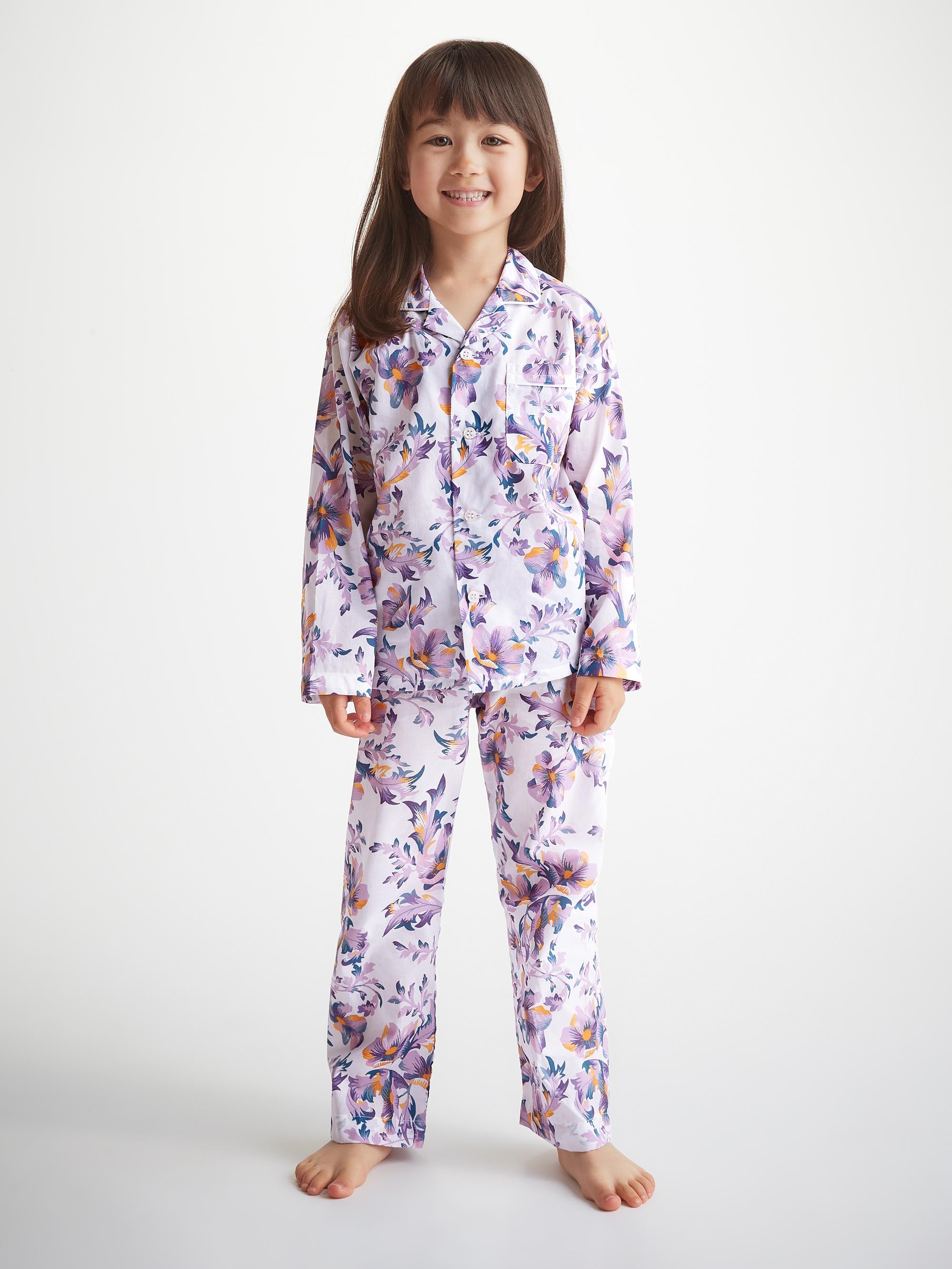 Kids' Pyjamas Cotton Batiste White Wildflower Print