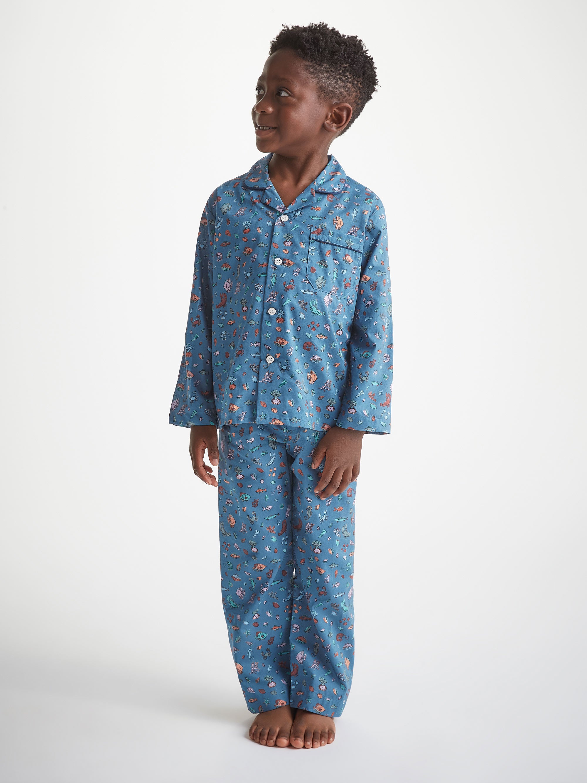 Kids' Pyjamas Cotton Batiste Blue Sea Friends Print