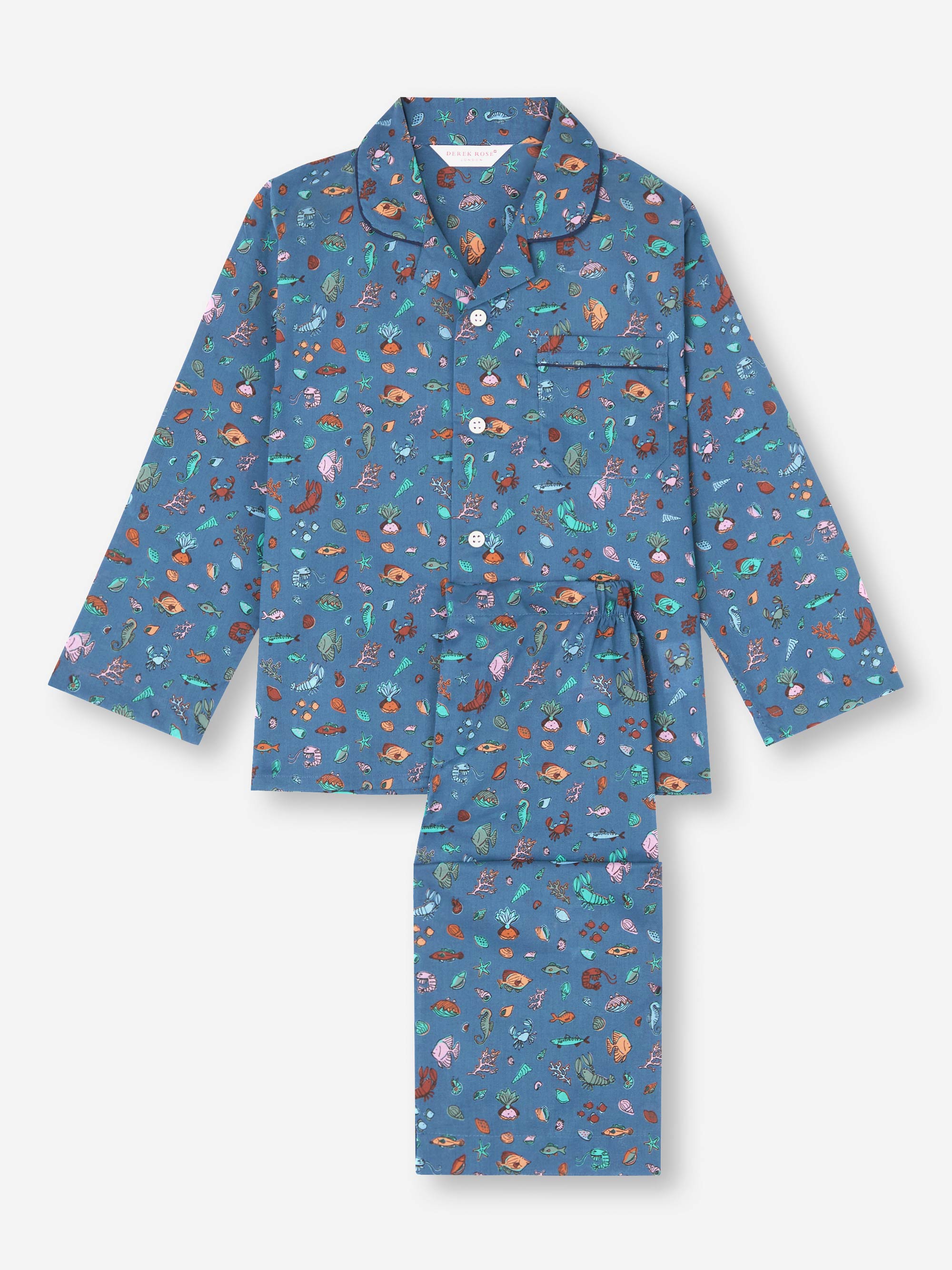 Kids' Pyjamas Cotton Batiste Blue Sea Friends Print