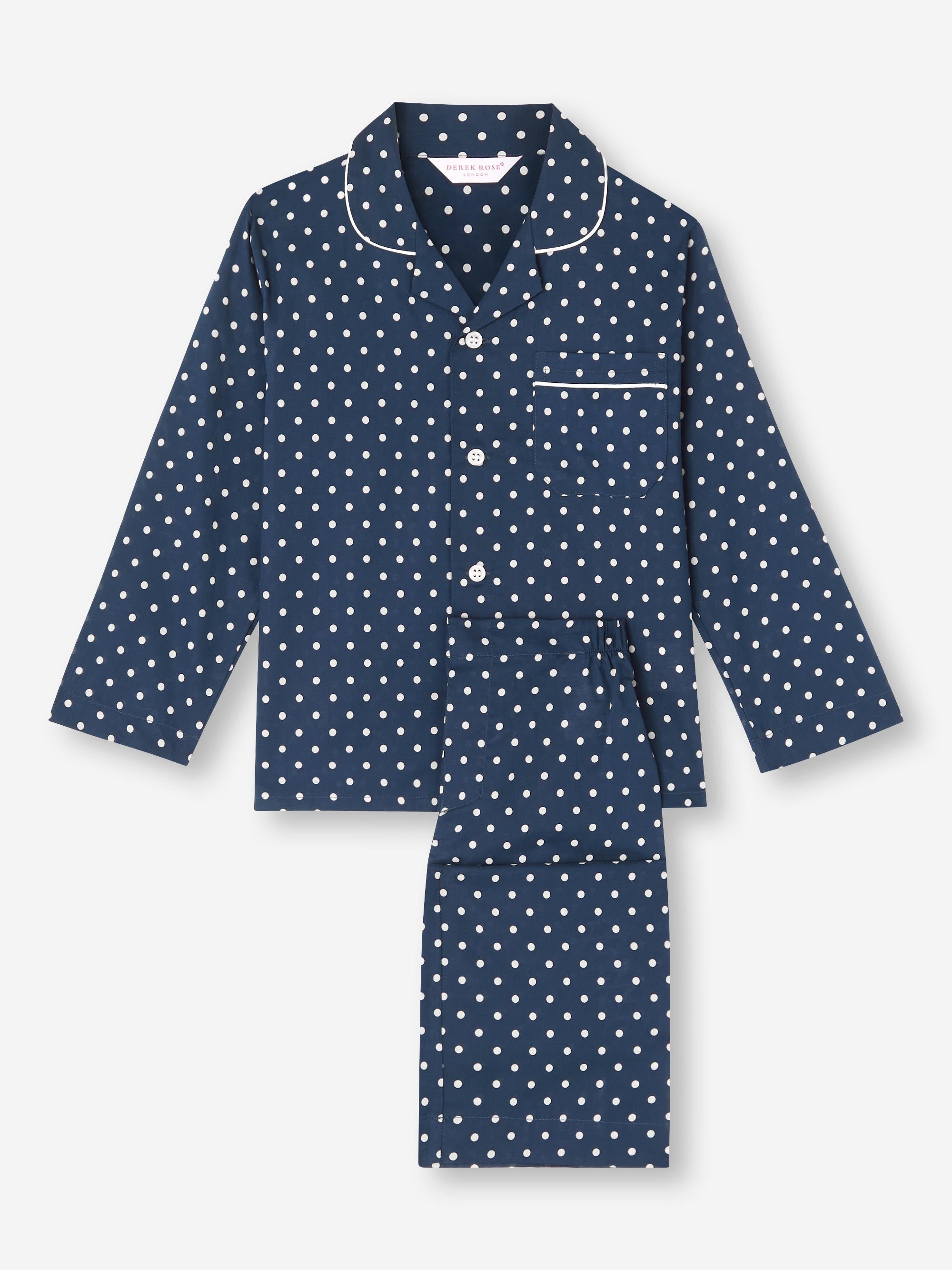 Kids' Pyjamas Cotton Batiste Navy Polka Dot Print