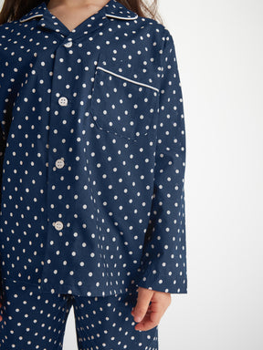 Kids' Pyjamas Cotton Batiste Navy Polka Dot Print