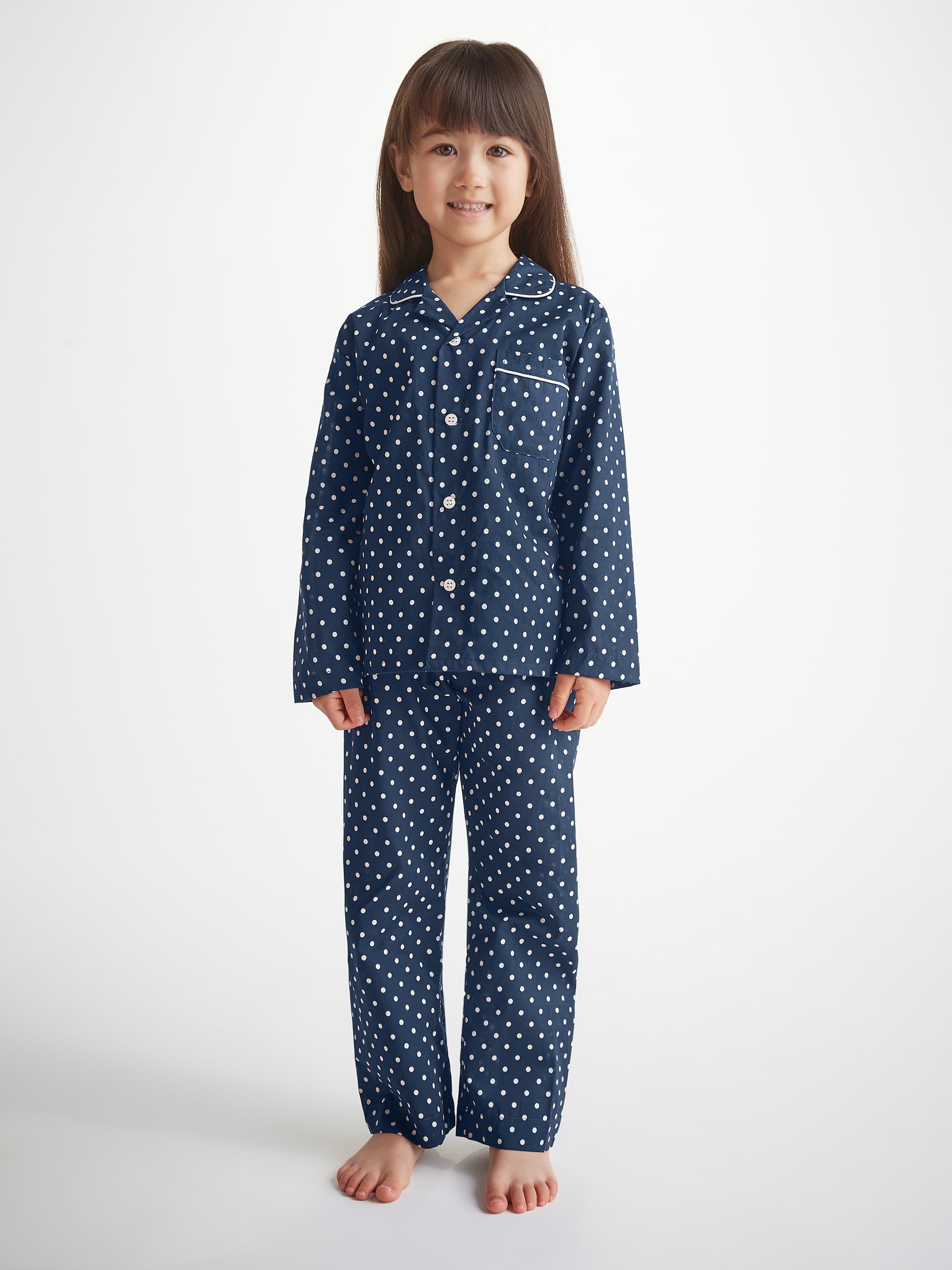 Kids' Pyjamas Cotton Batiste Navy Polka Dot Print