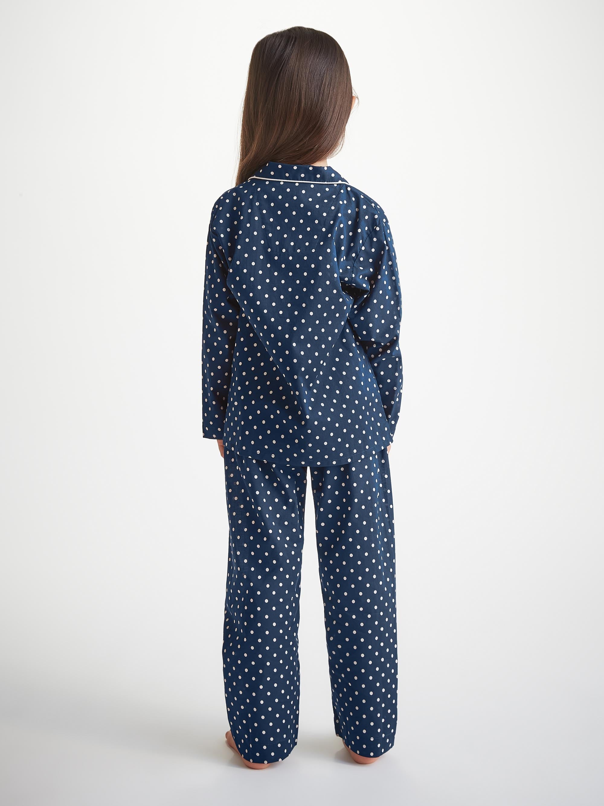 Kids' Pyjamas Cotton Batiste Navy Polka Dot Print