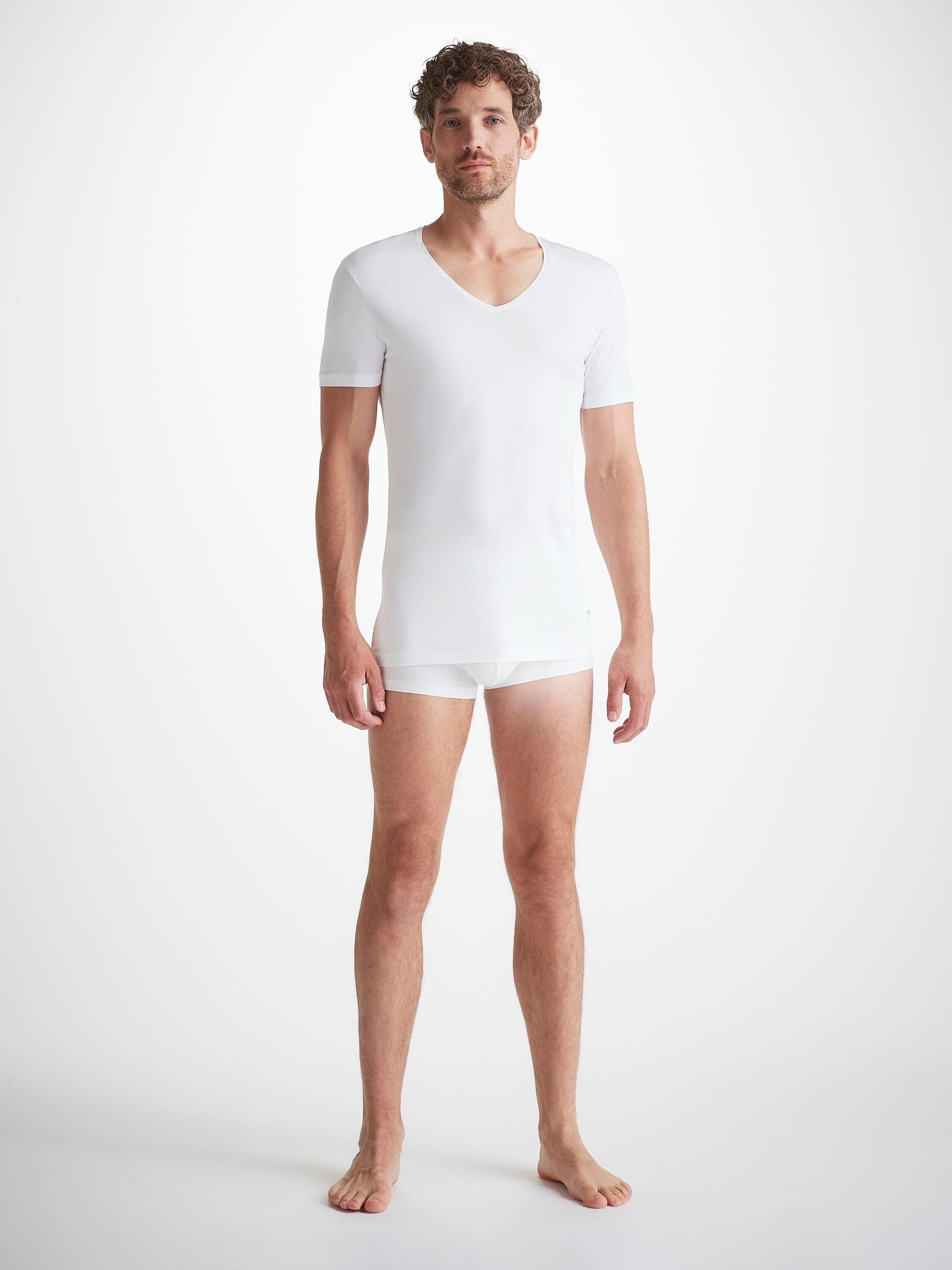 Men's Underwear V-Neck T-Shirt Jack Pima Cotton Stretch White