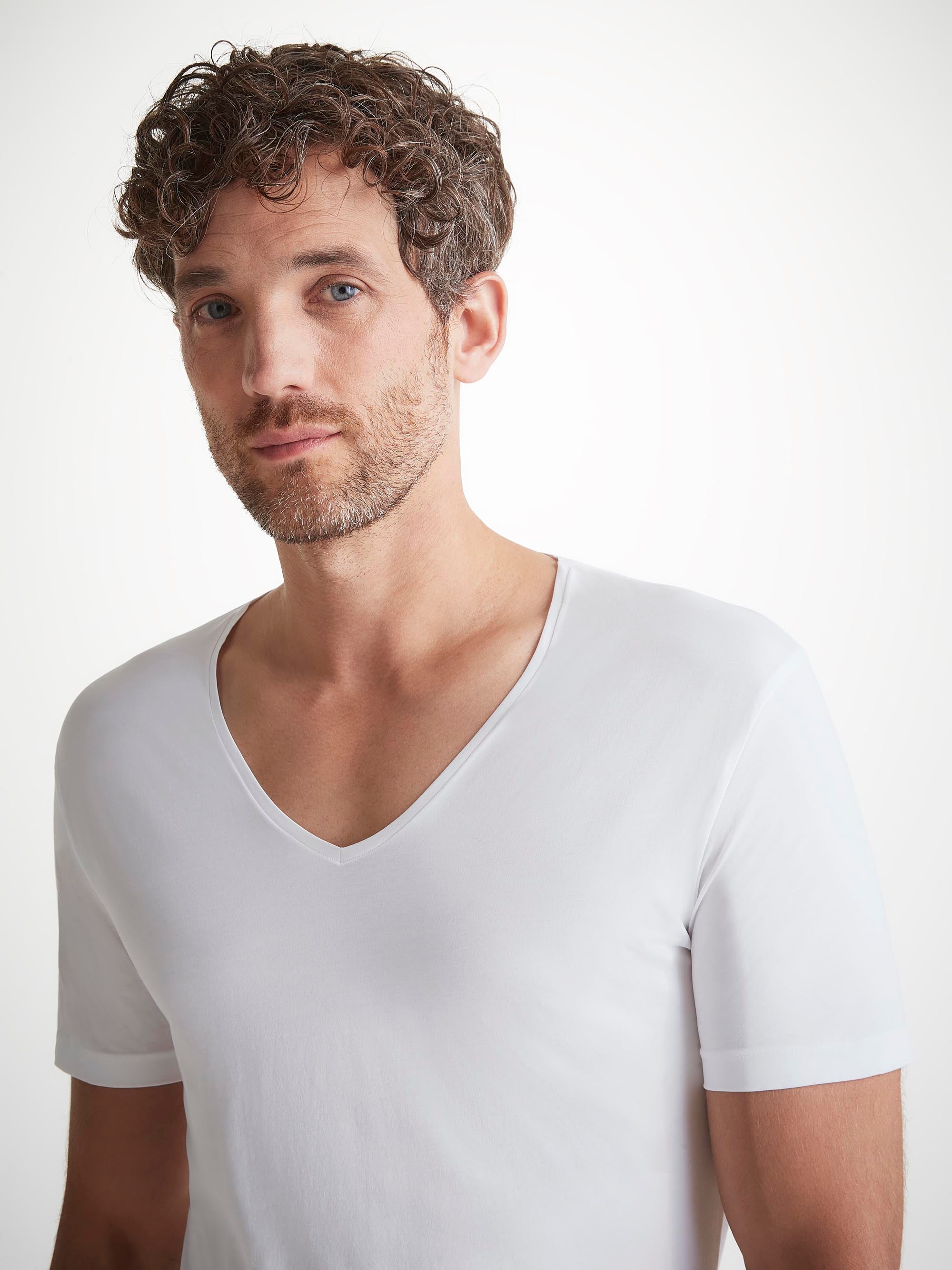 Men's Underwear V-Neck T-Shirt Jack Pima Cotton Stretch White