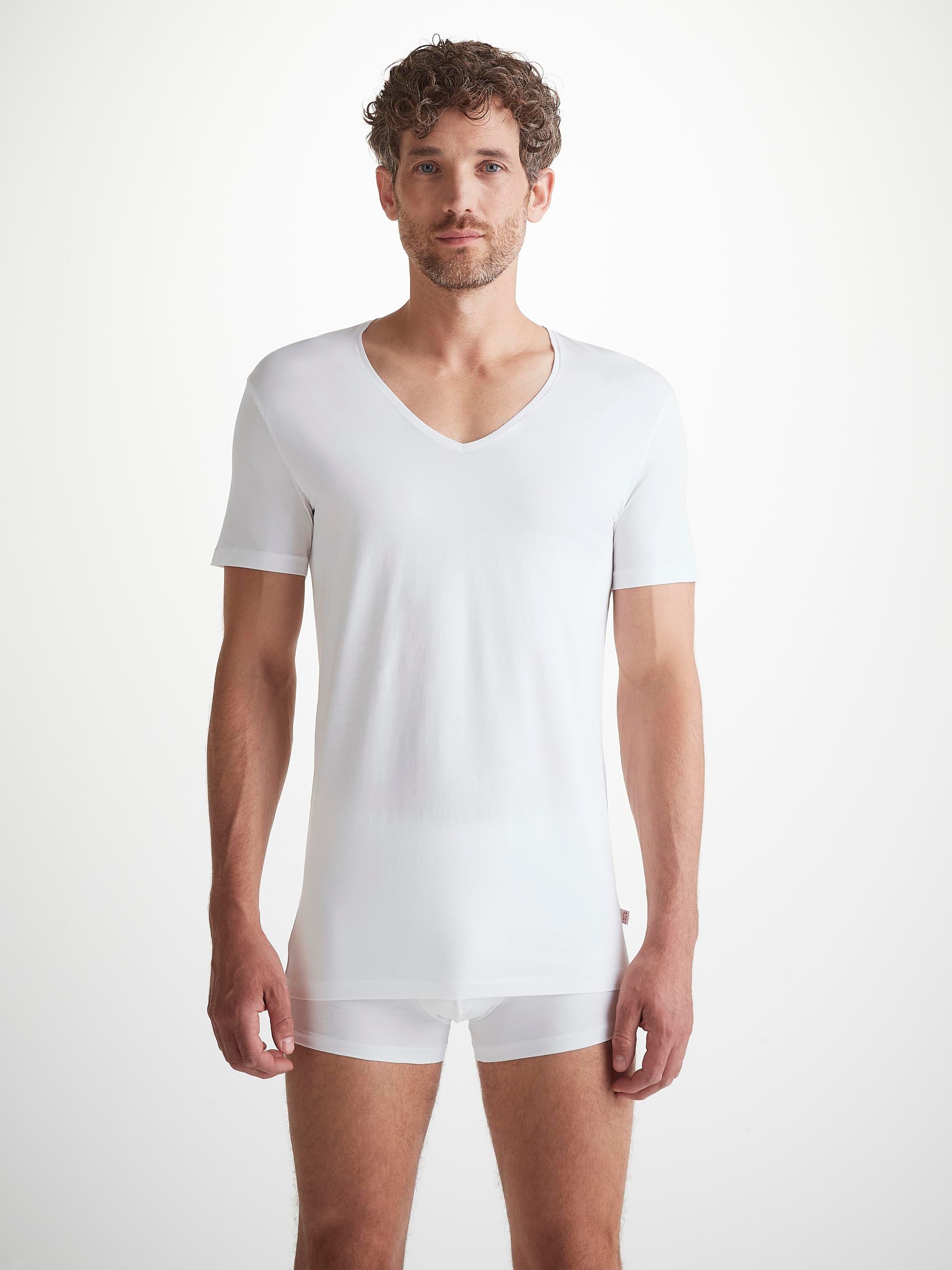 Men's Underwear V-Neck T-Shirt Jack Pima Cotton Stretch White