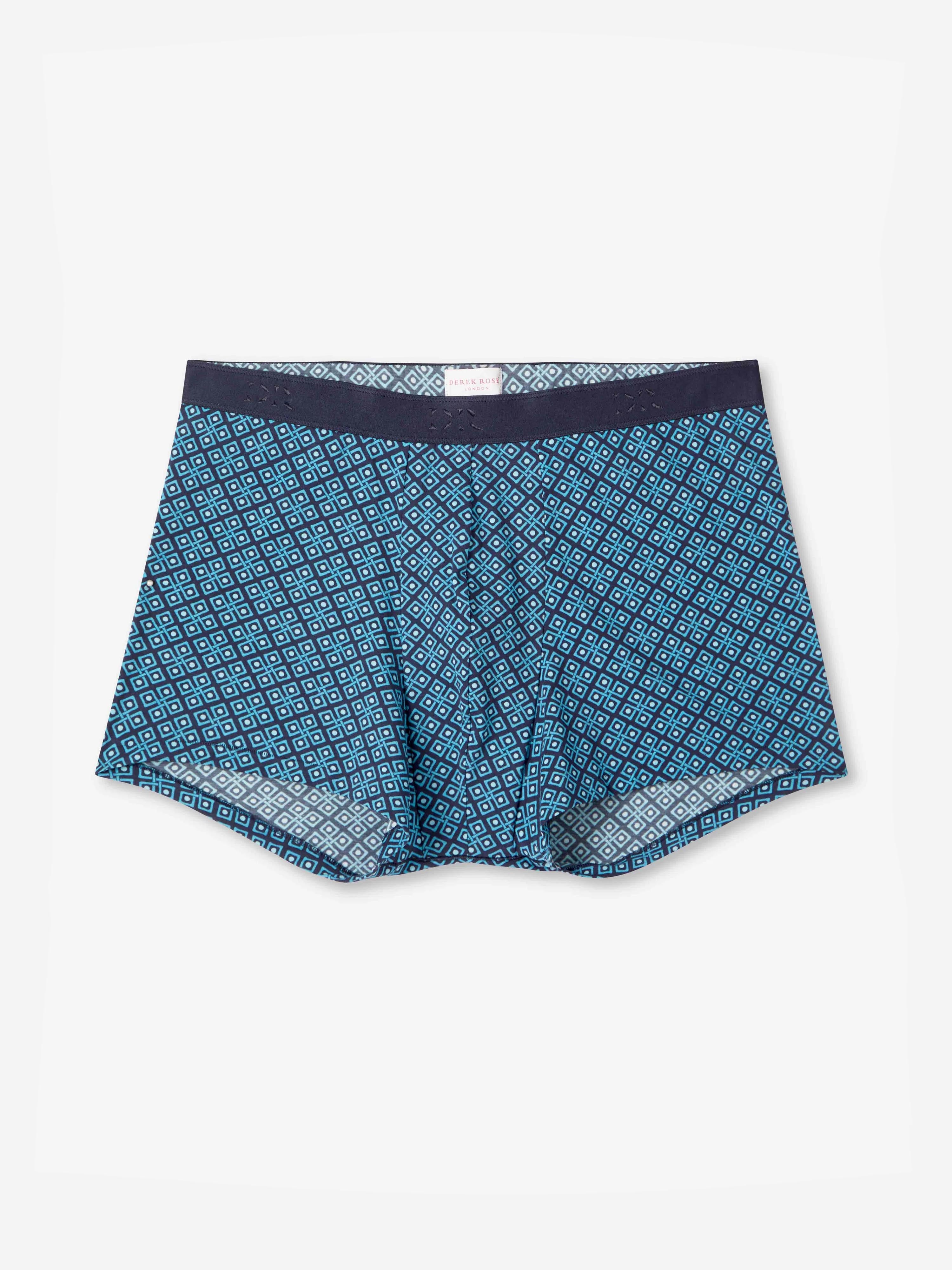 Men's Boxer Briefs Geometric Pima Cotton Stretch 3 Navy