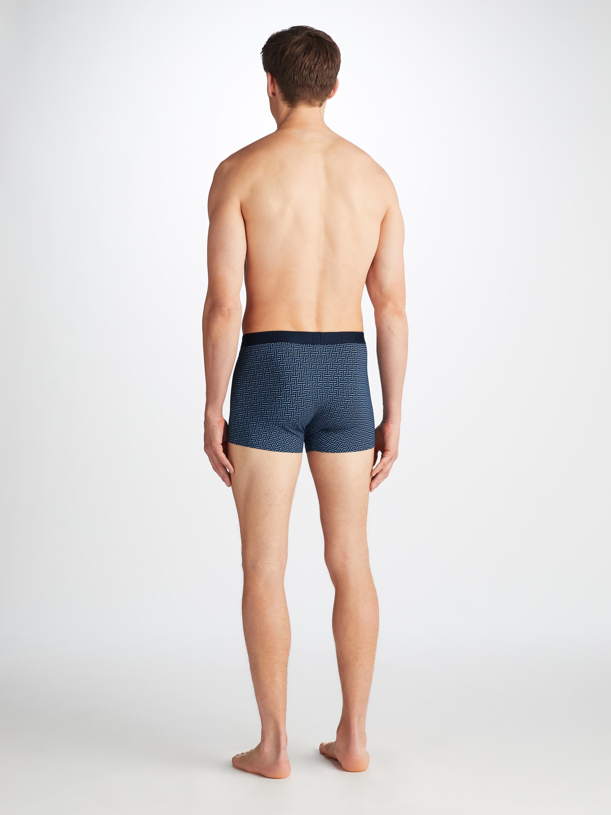 Men's Boxer Briefs Geometric 7 Pima Cotton Stretch Navy