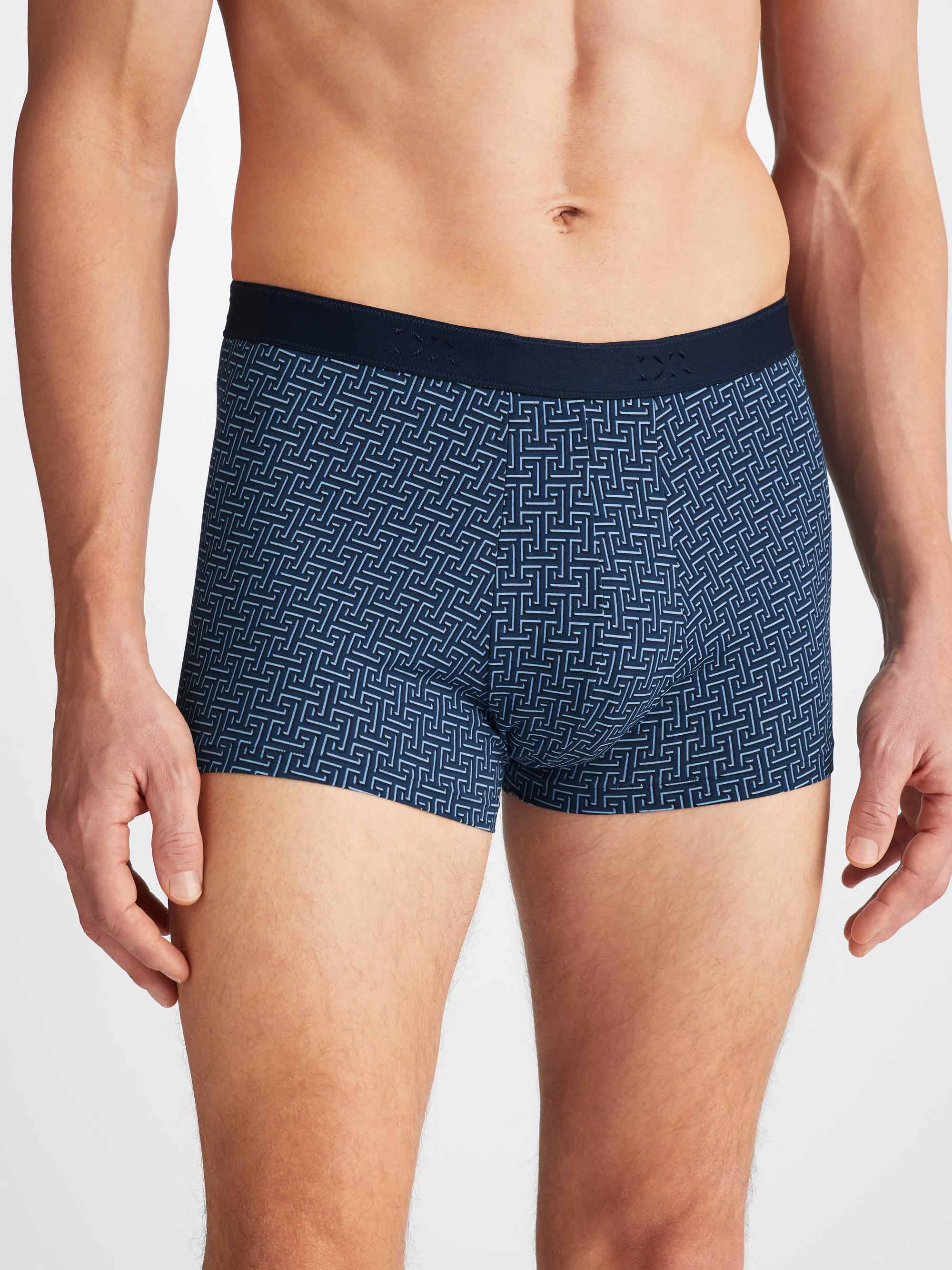 Men's Boxer Briefs Geometric 7 Pima Cotton Stretch Navy