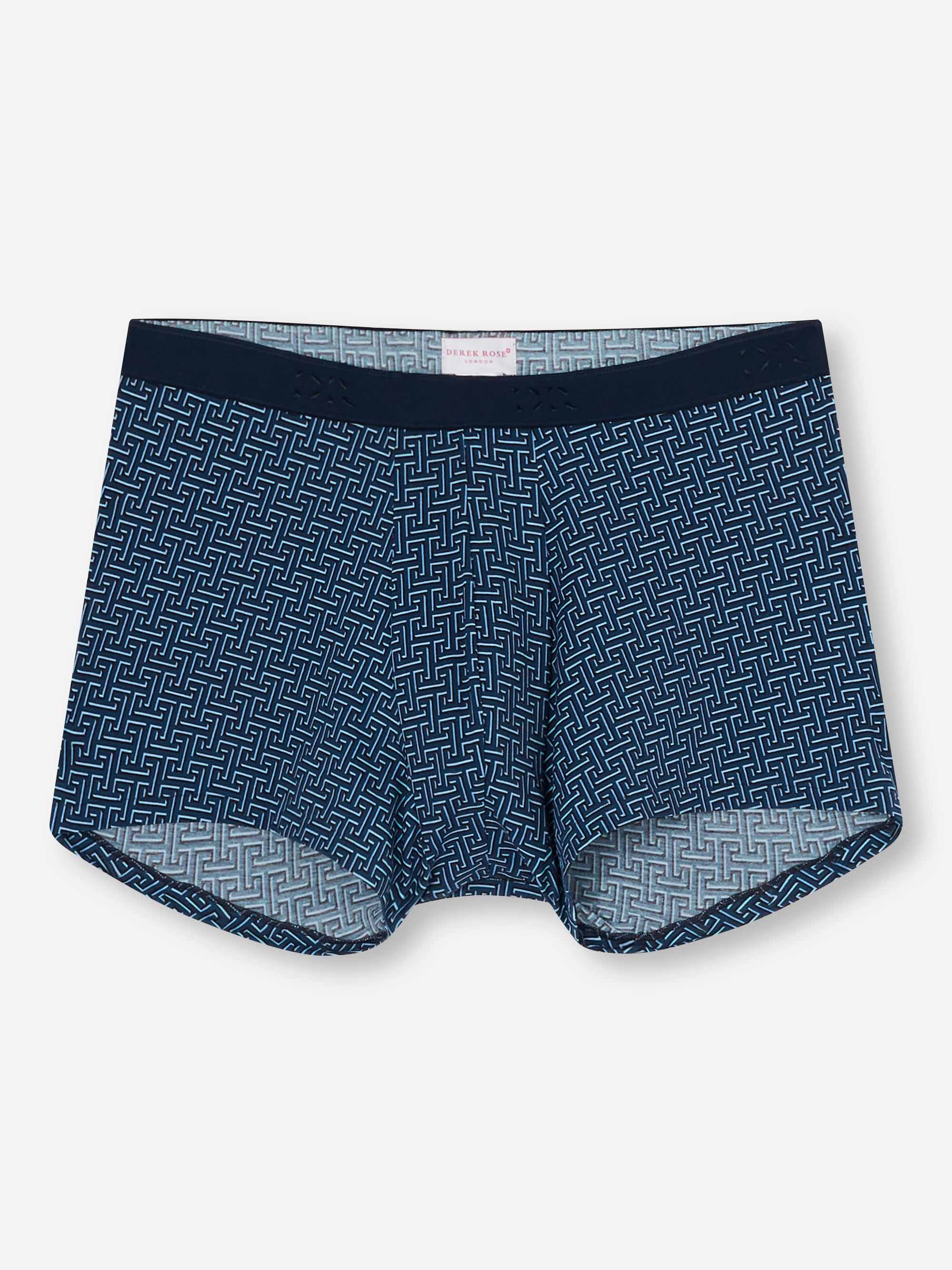 Men's Boxer Briefs Geometric 7 Pima Cotton Stretch Navy