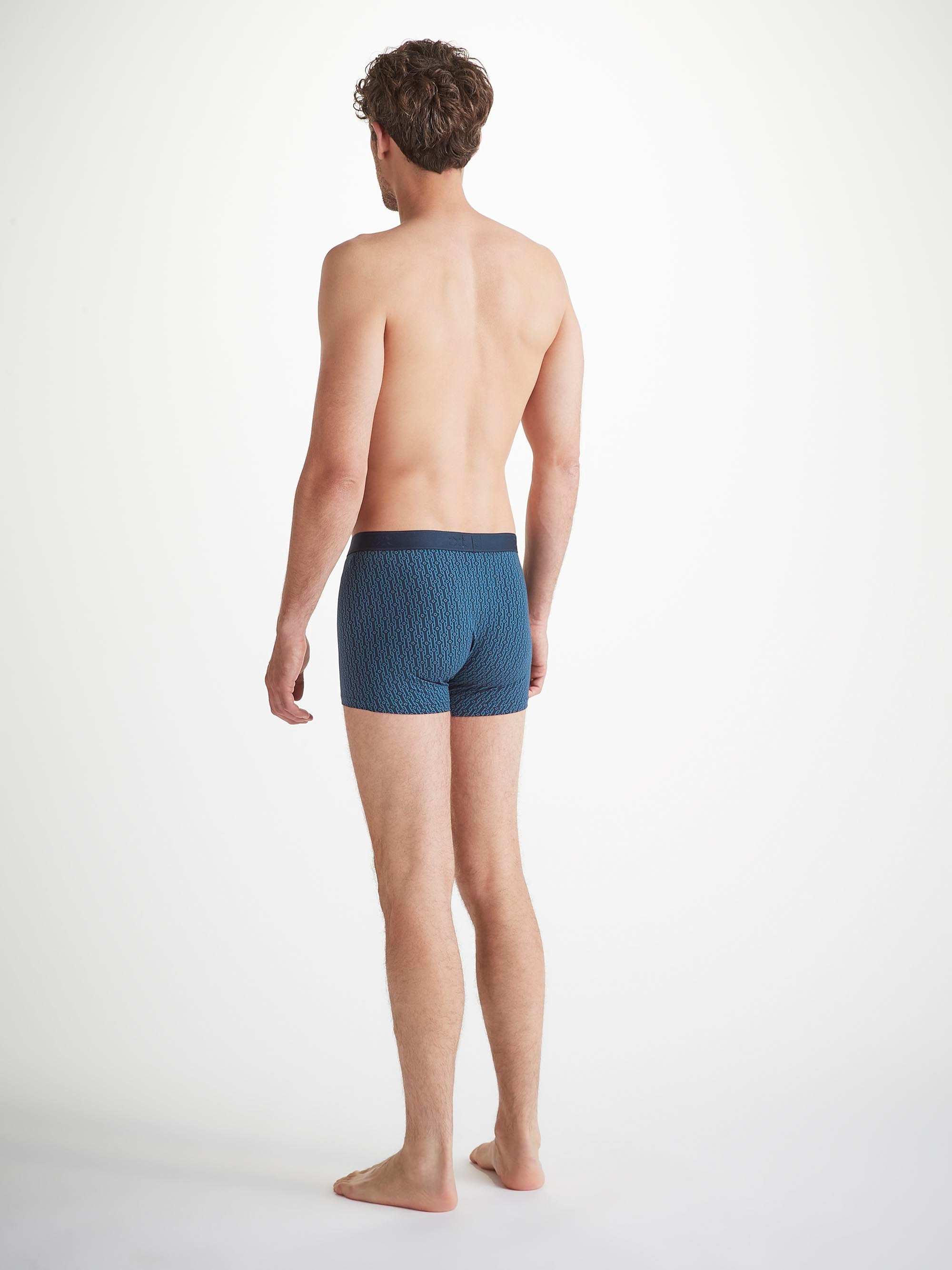 Men's Boxer Briefs Geometric Pima Cotton Stretch Navy