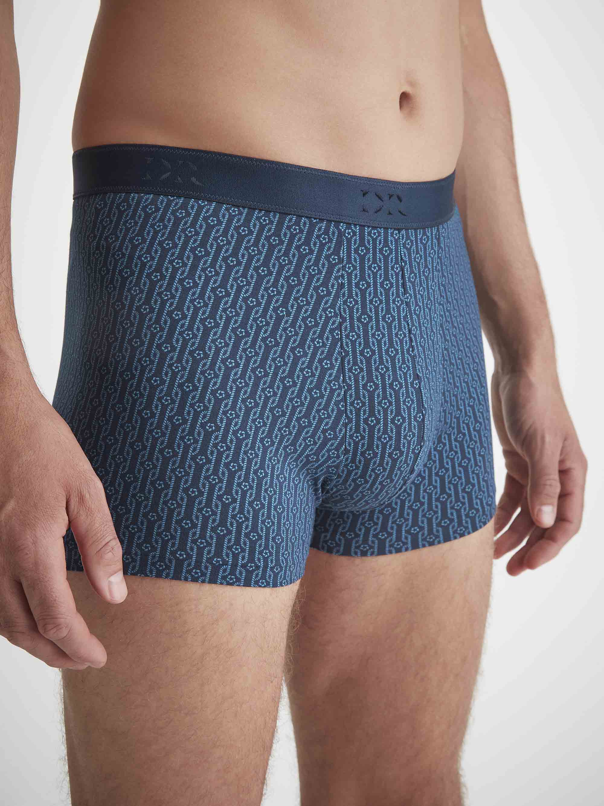 Men's Boxer Briefs Geometric Pima Cotton Stretch Navy